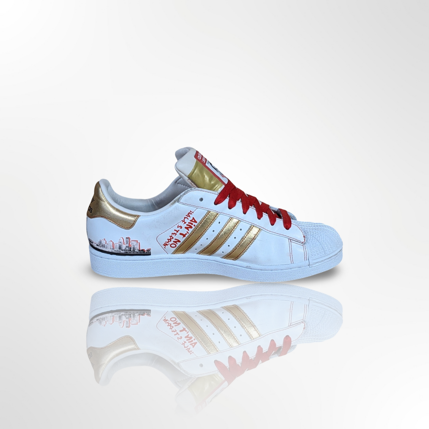 UofL University of Louisville White/Gold #FAM Custom Shoes - Adidas Superstar - FREE SHIPPING
