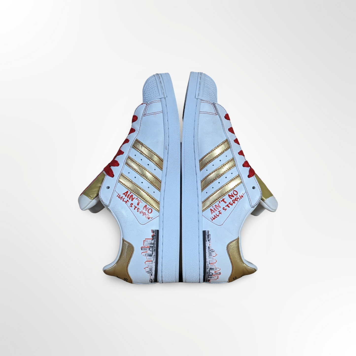 UofL University of Louisville White/Gold #FAM Custom Shoes - Adidas Superstar - FREE SHIPPING