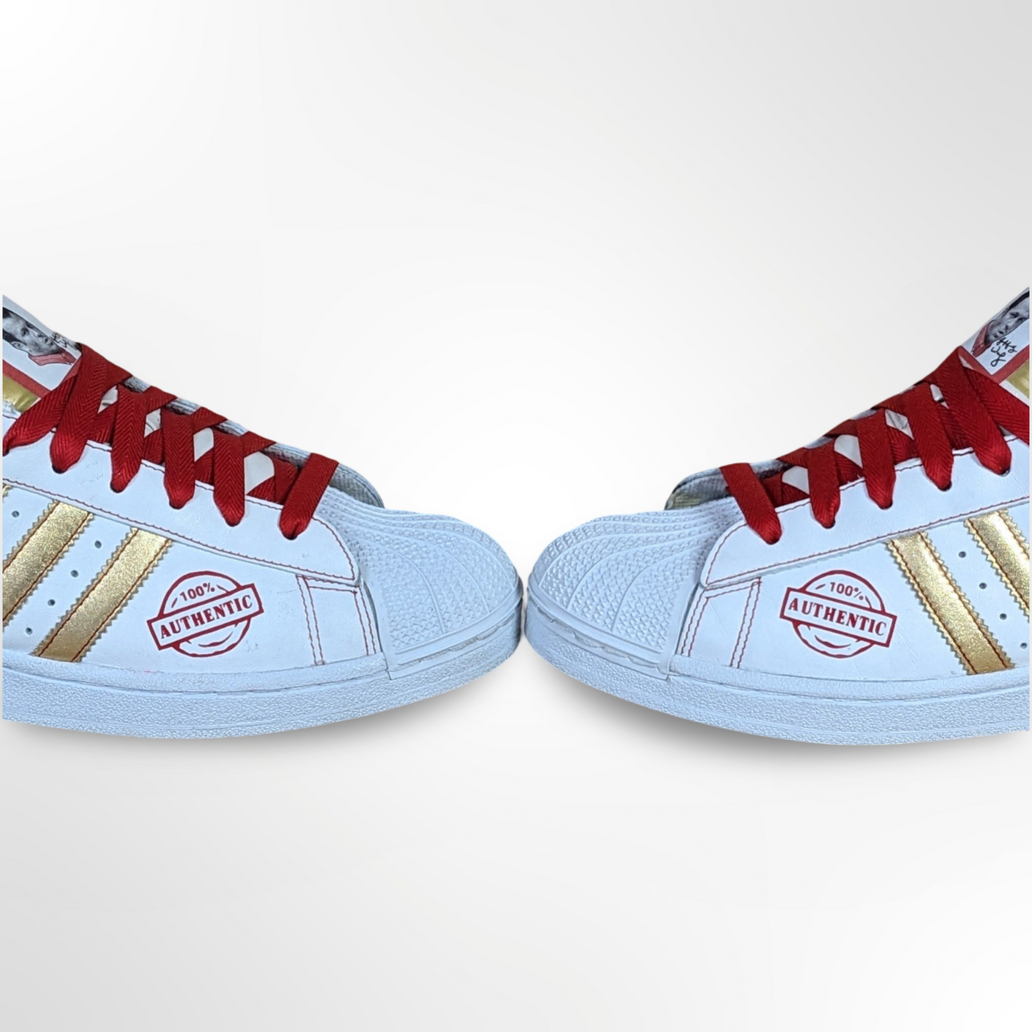 UofL University of Louisville White/Gold #FAM Custom Shoes - Adidas Superstar - FREE SHIPPING