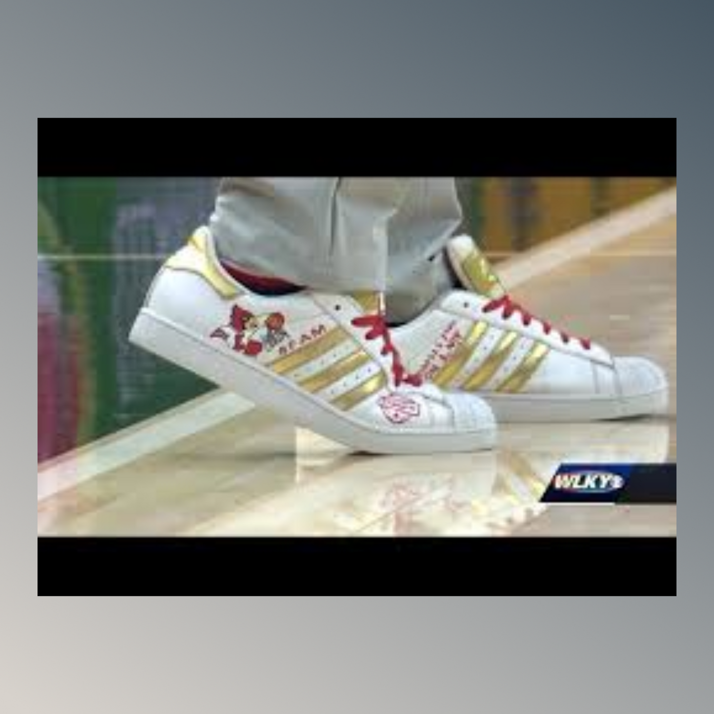 UofL University of Louisville White/Gold #FAM Custom Shoes - Adidas Superstar - FREE SHIPPING