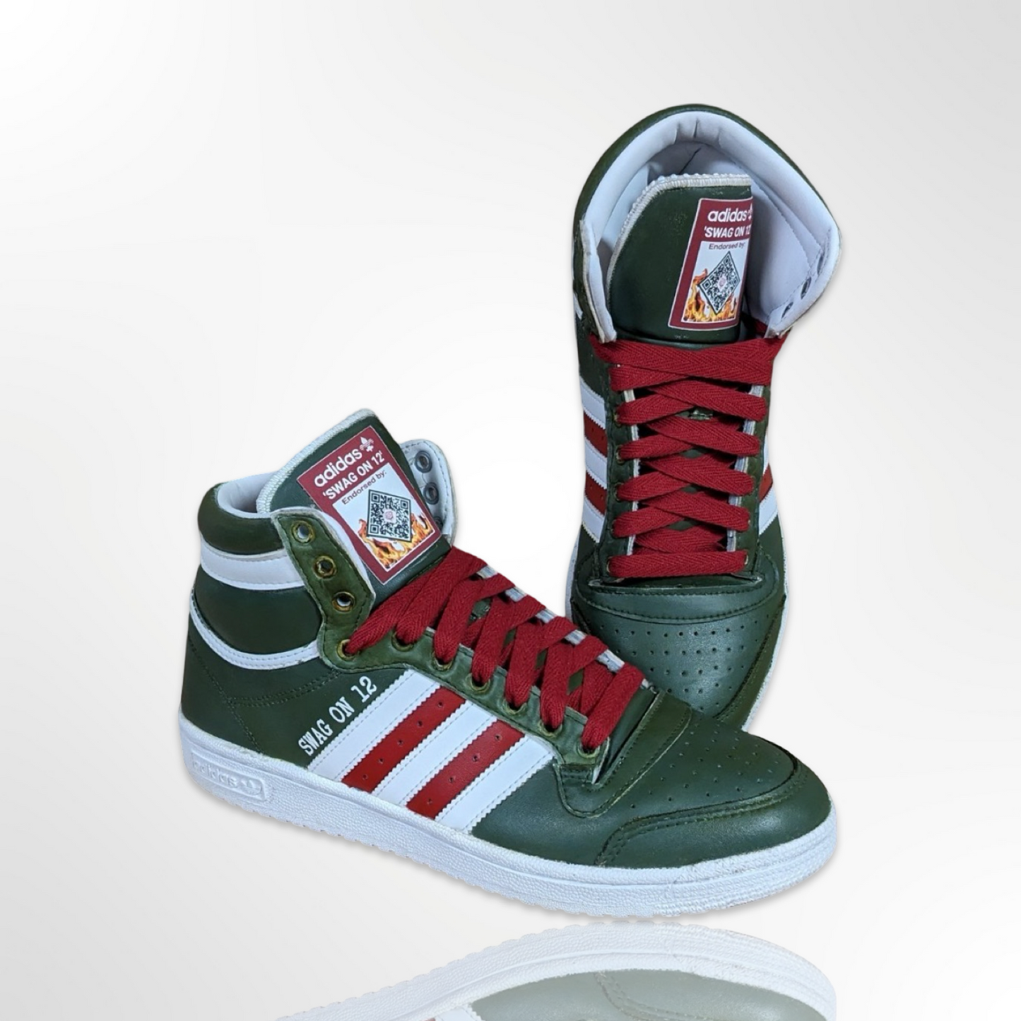 Green and Red Custom Shoes - Adidas Top Ten - FREE SHIPPING