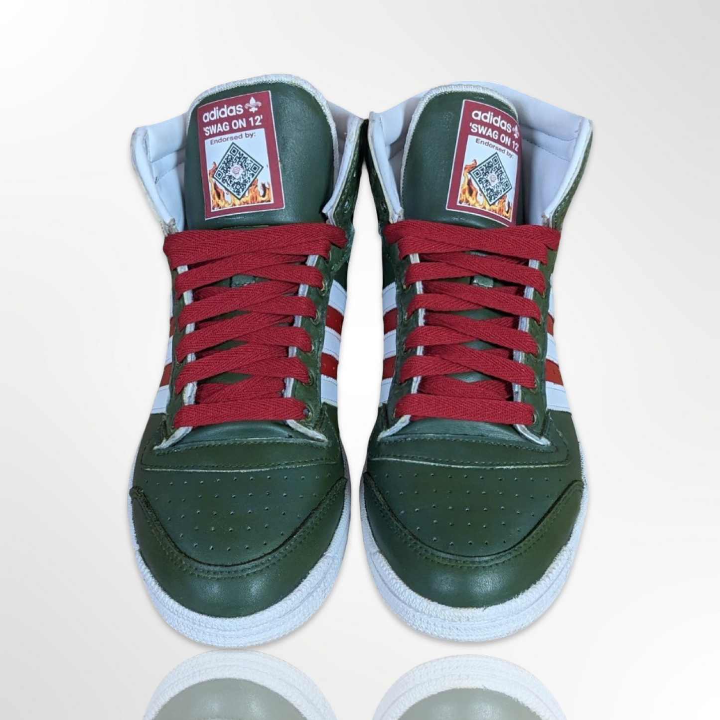 Green and Red Custom Shoes - Adidas Top Ten - FREE SHIPPING