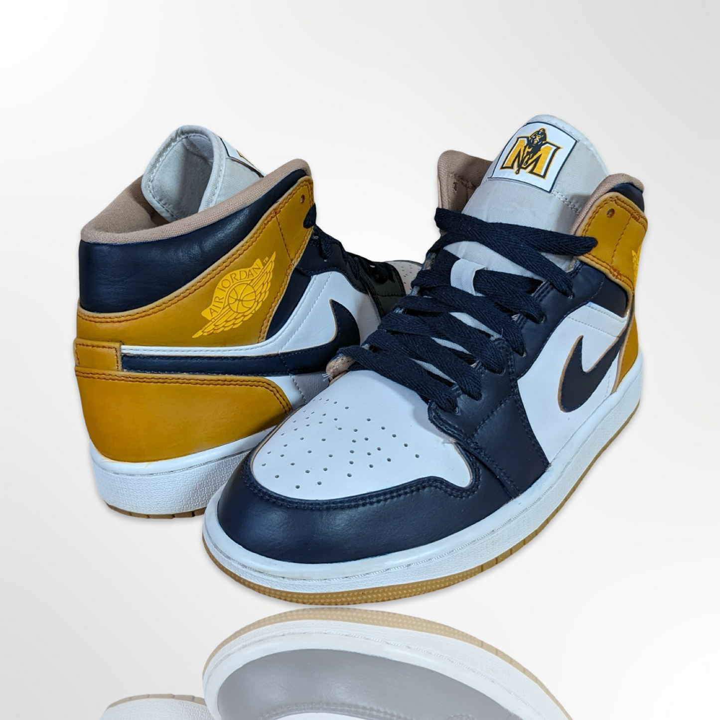 Murray State Navy and Gold Custom Shoes - Jordan 1 Mid - FREE SHIPPING