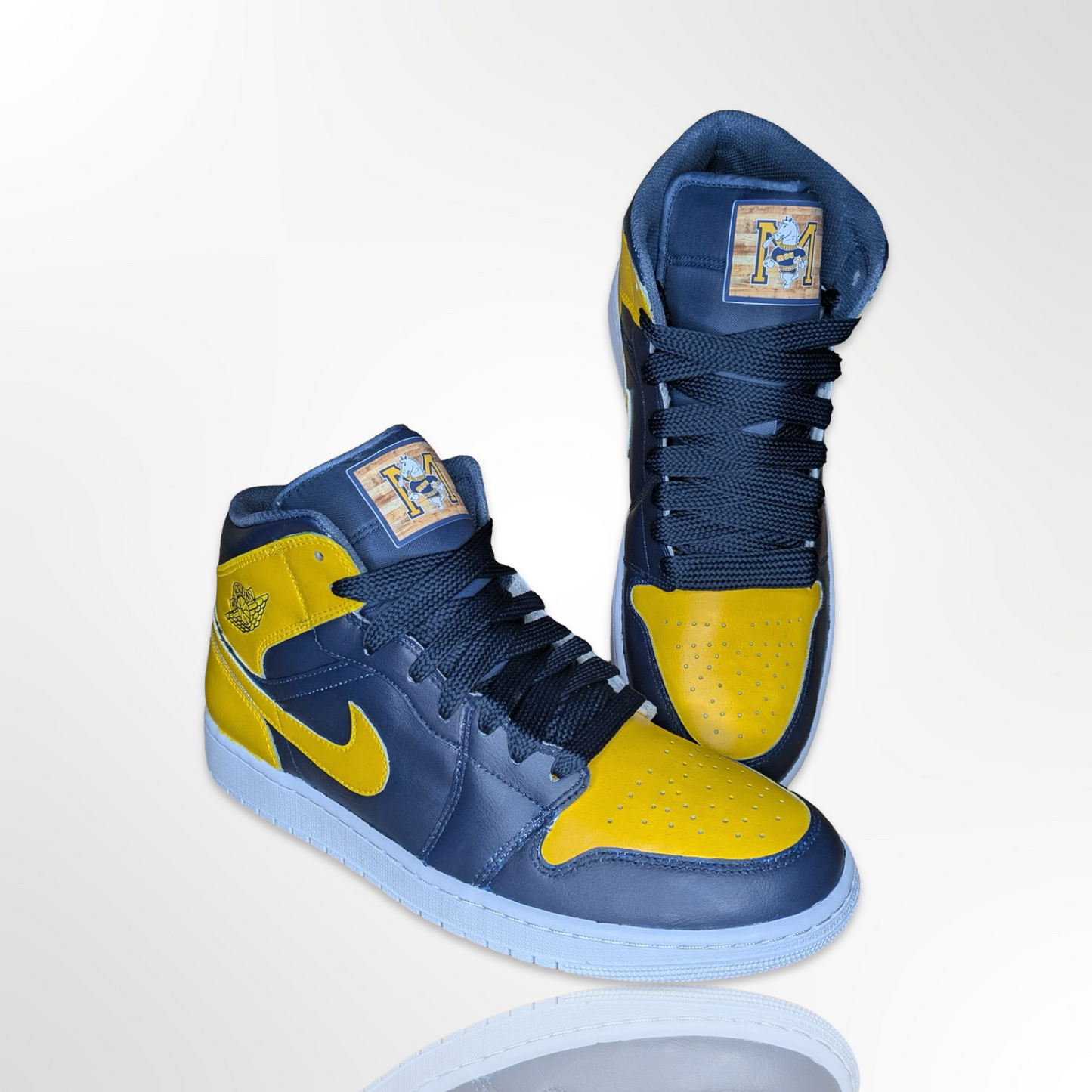 Murray State Black and Yellow Custom Shoes - Air Jordan 1 Mid - FREE SHIPPING