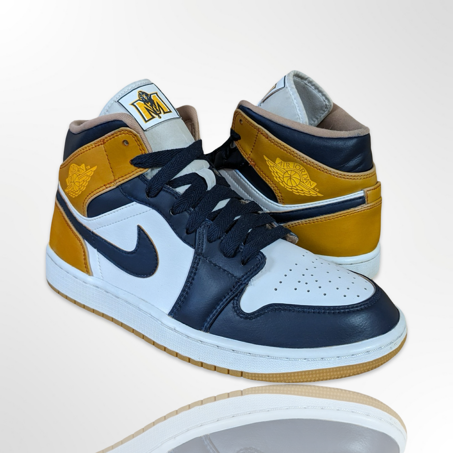 Murray State Navy and Gold Custom Shoes - Jordan 1 Mid - FREE SHIPPING