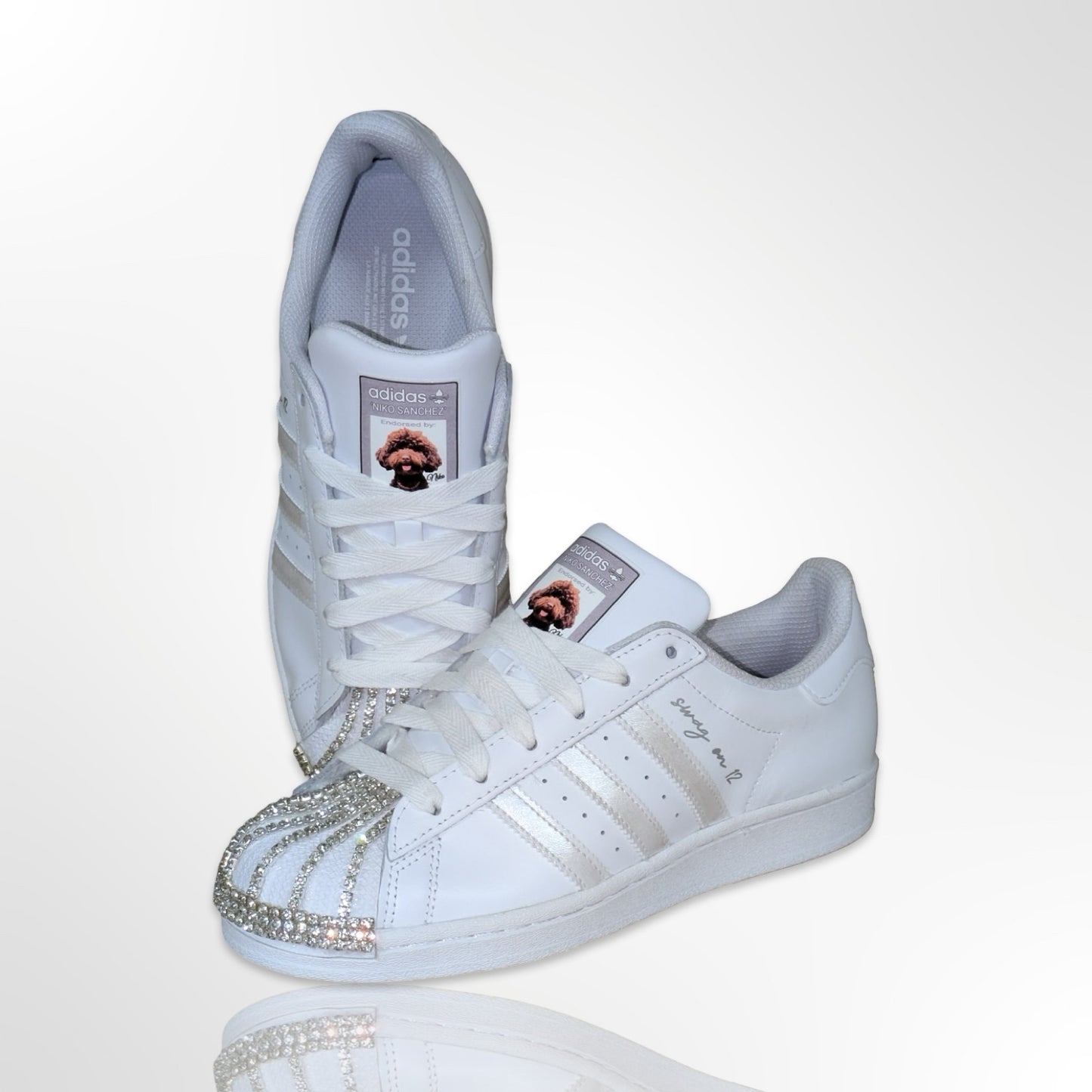 Wedding Reception Custom Shoes - Adidas Superstar Shell Toe - FREE SHIPPING