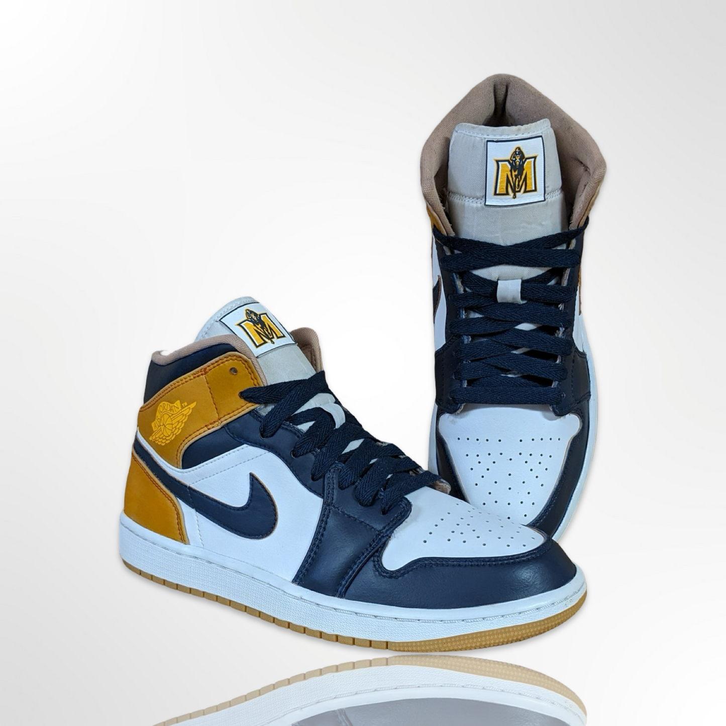 Murray State Navy and Gold Custom Shoes - Jordan 1 Mid - FREE SHIPPING