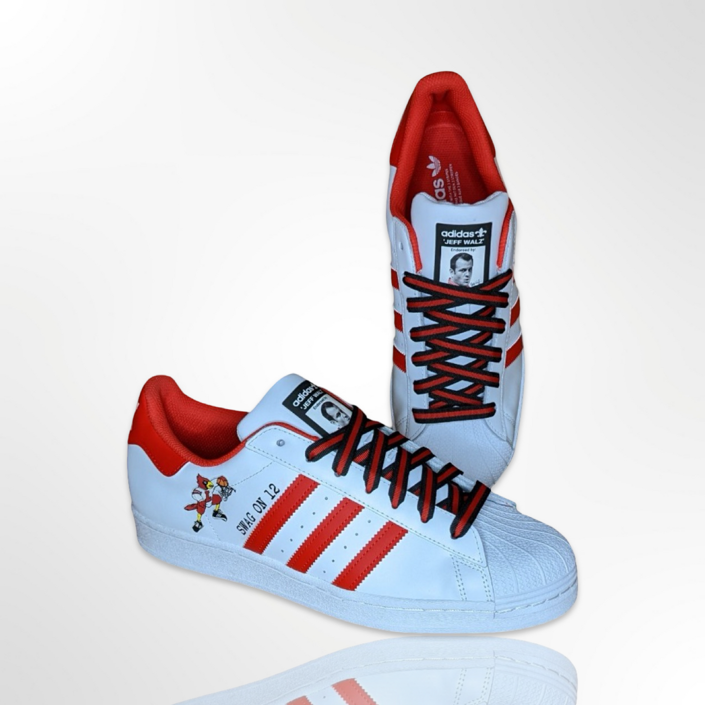 UofL University of Louisville White/Red Custom Shoes - Adidas Superstar - FREE SHIPPING