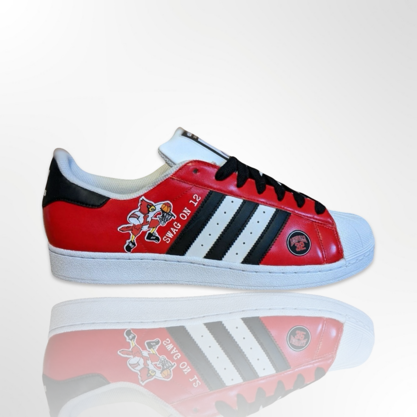 UofL University of Louisville DeJuan Wheat Custom Shoes - Adidas Superstar - FREE SHIPPING