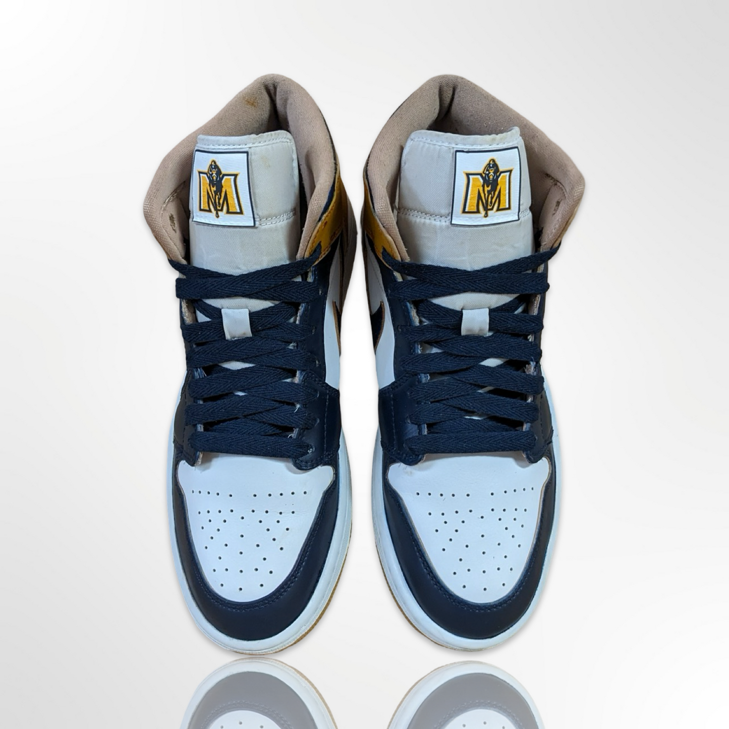 Murray State Navy and Gold Custom Shoes - Jordan 1 Mid - FREE SHIPPING