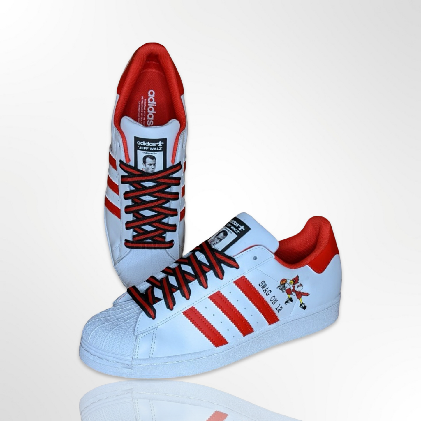 UofL University of Louisville White/Red Custom Shoes - Adidas Superstar - FREE SHIPPING