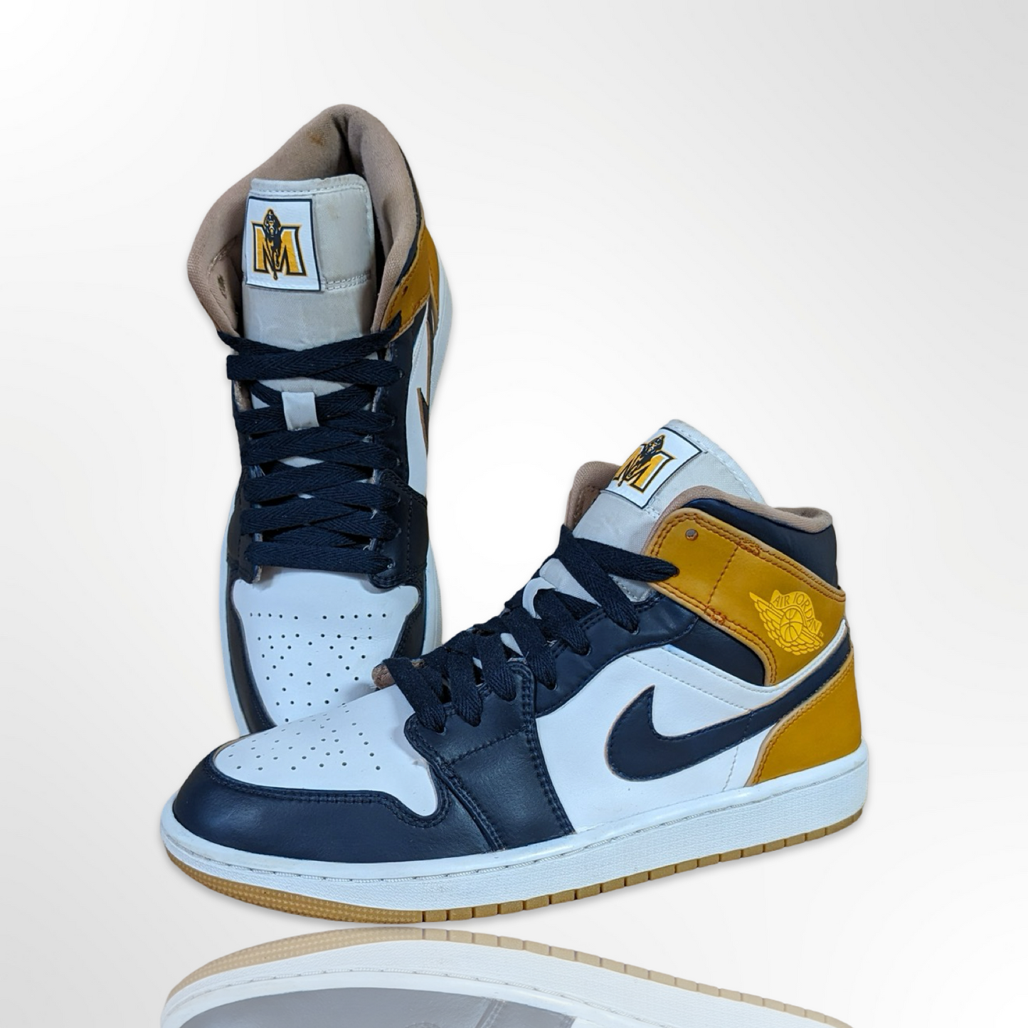 Murray State Navy and Gold Custom Shoes - Jordan 1 Mid - FREE SHIPPING