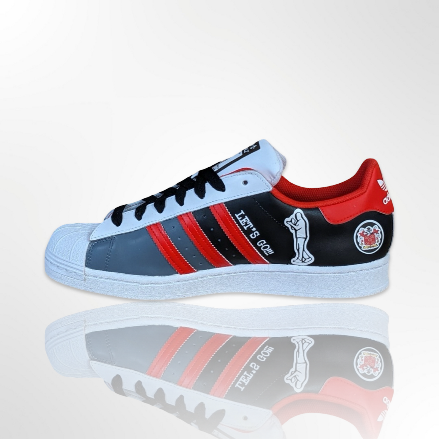 UofL University of Louisville Grey/Black Custom Shoes - Adidas Superstar - FREE SHIPPING