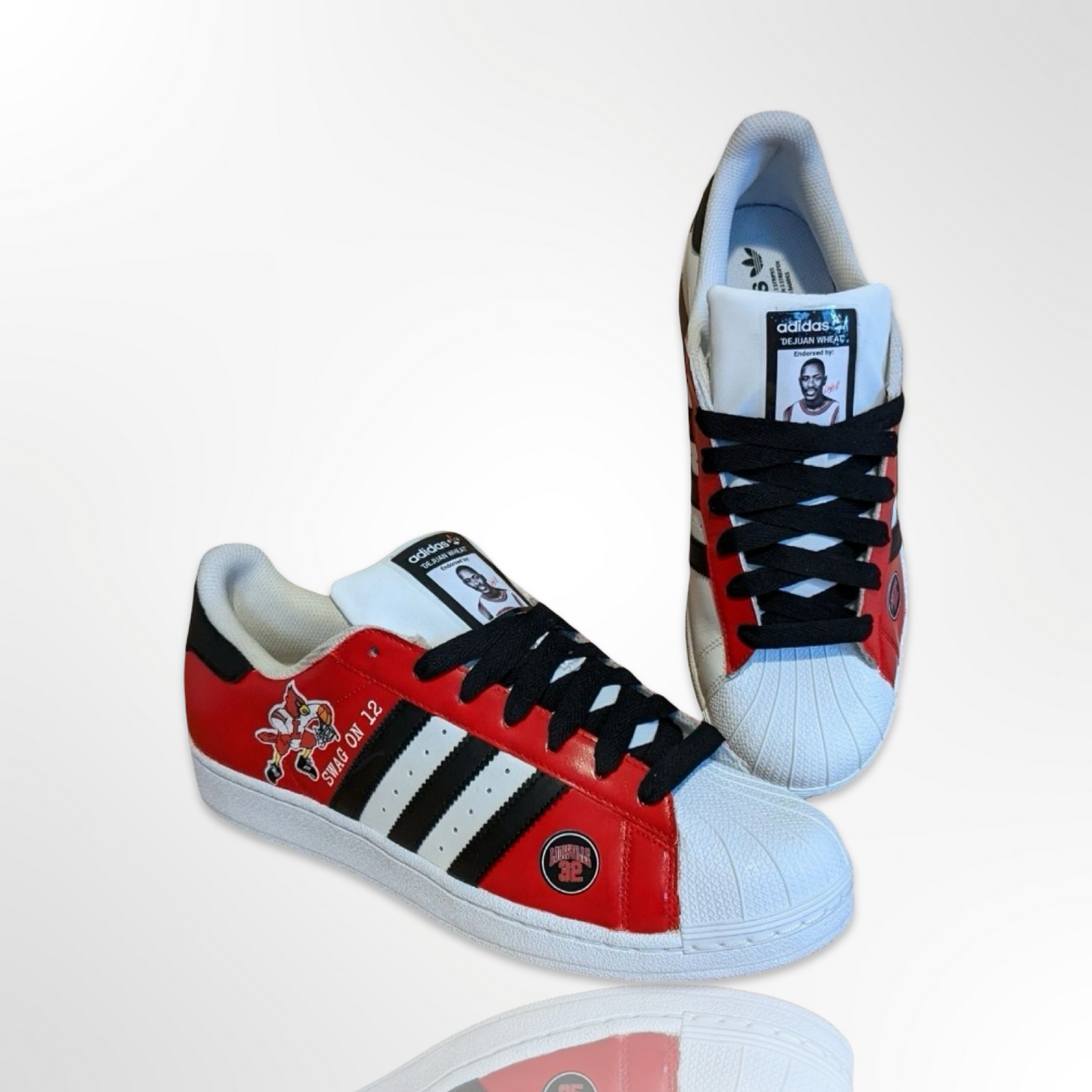 UofL University of Louisville DeJuan Wheat Custom Shoes - Adidas Superstar - FREE SHIPPING