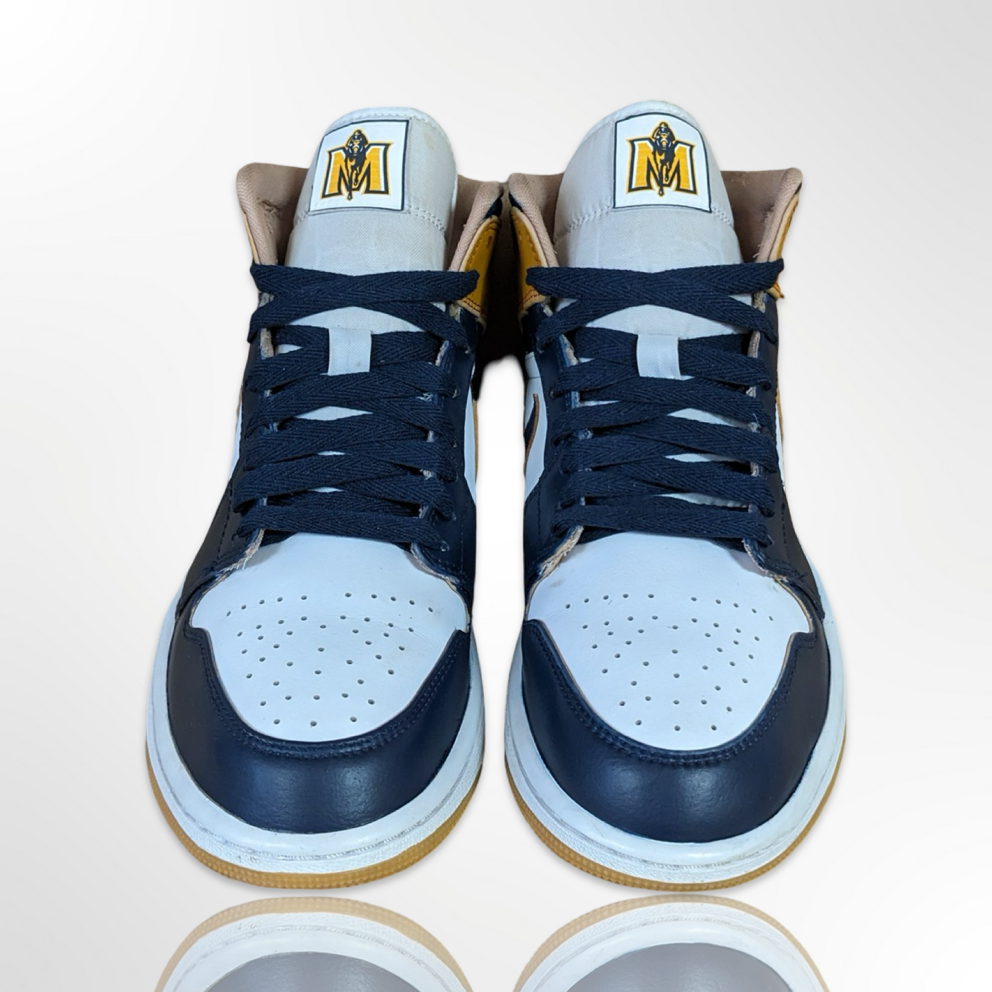 Murray State Navy and Gold Custom Shoes - Jordan 1 Mid - FREE SHIPPING