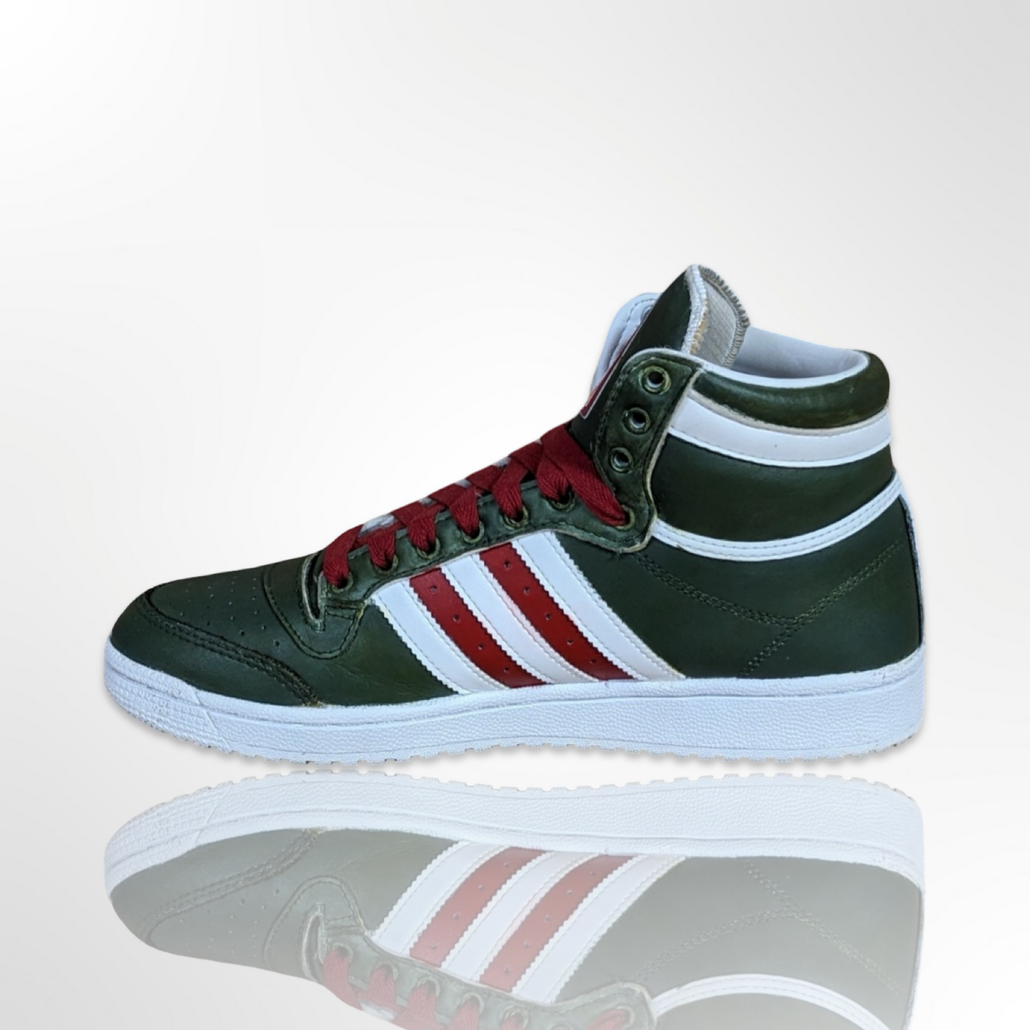 Green and Red Custom Shoes - Adidas Top Ten - FREE SHIPPING