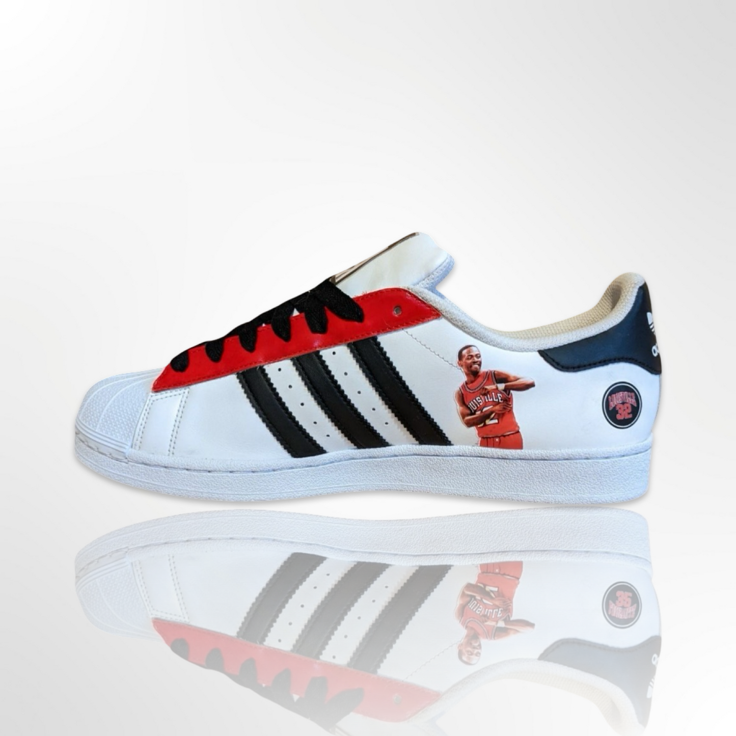 UofL University of Louisville DeJuan Wheat Custom Shoes - Adidas Superstar - FREE SHIPPING