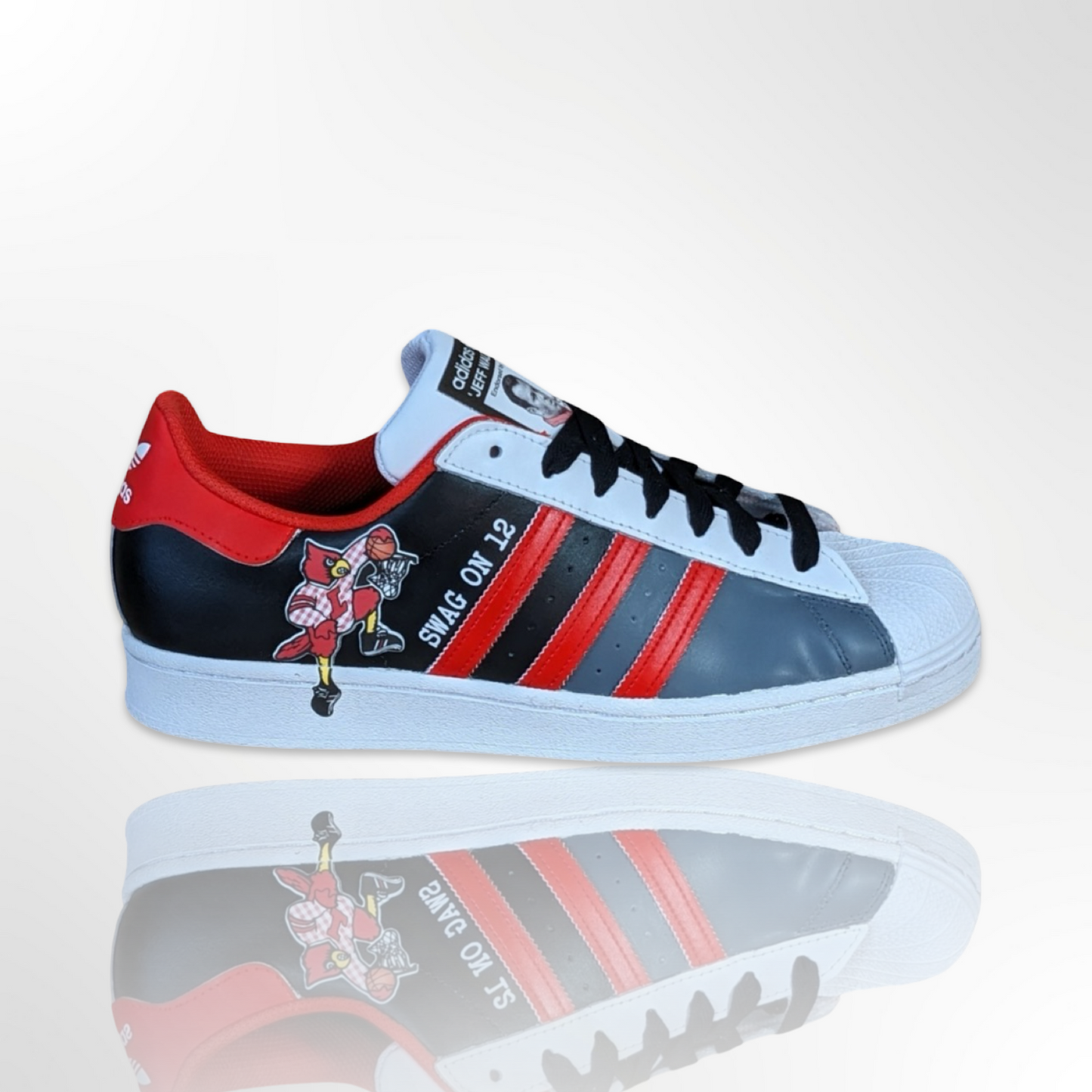 UofL University of Louisville Grey/Black Custom Shoes - Adidas Superstar - FREE SHIPPING