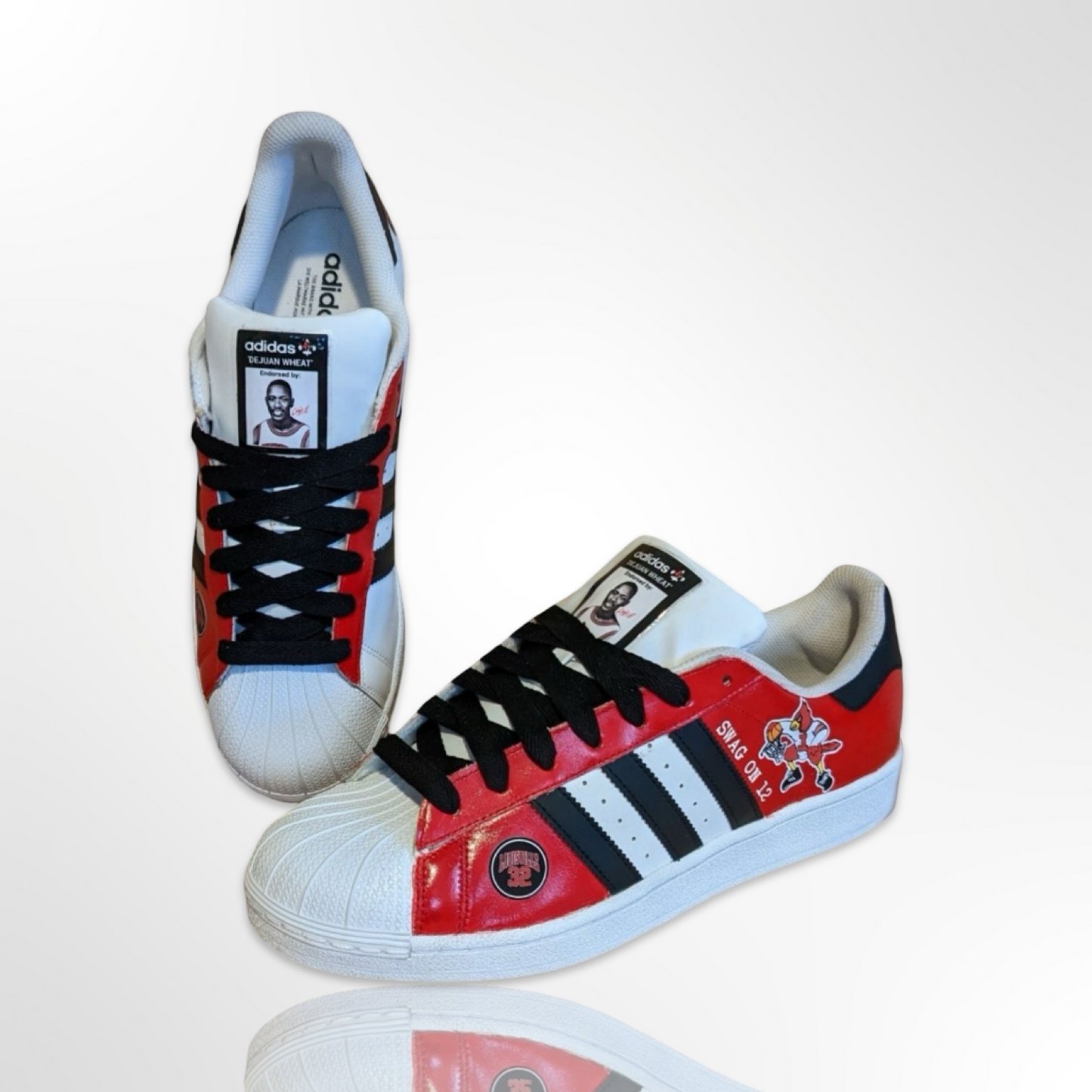 UofL University of Louisville DeJuan Wheat Custom Shoes - Adidas Superstar - FREE SHIPPING