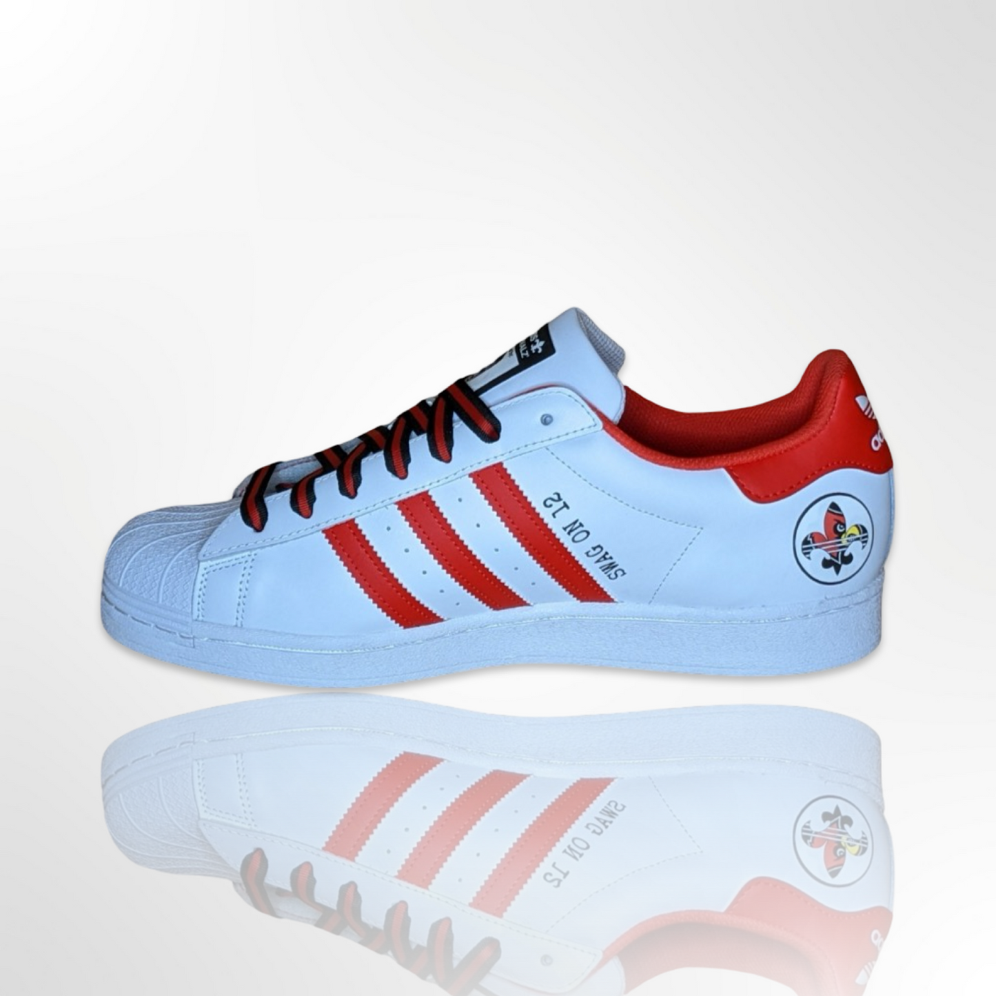UofL University of Louisville White/Red Custom Shoes - Adidas Superstar - FREE SHIPPING