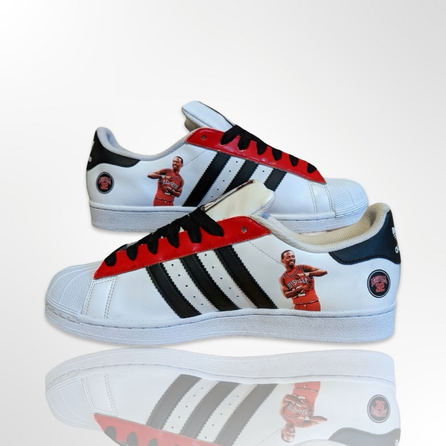 UofL University of Louisville DeJuan Wheat Custom Shoes - Adidas Superstar - FREE SHIPPING