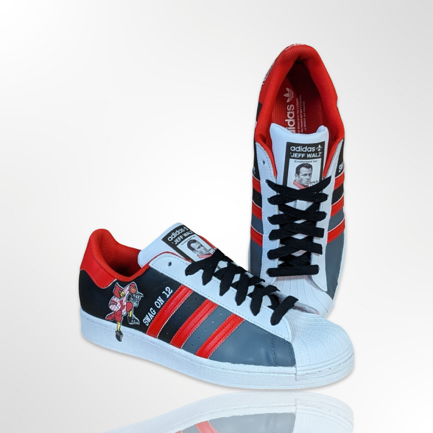 UofL University of Louisville Grey/Black Custom Shoes - Adidas Superstar - FREE SHIPPING