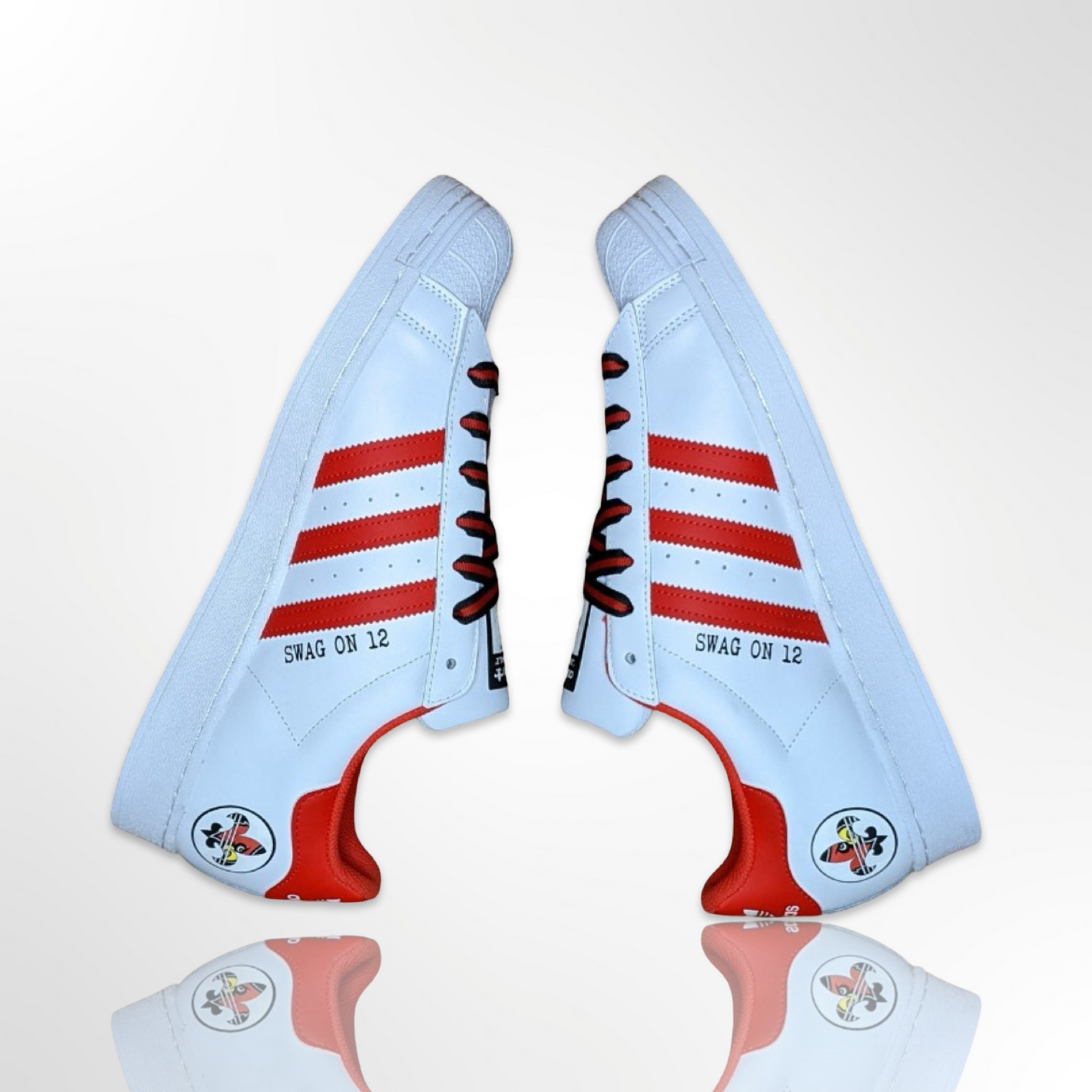 UofL University of Louisville White/Red Custom Shoes - Adidas Superstar - FREE SHIPPING