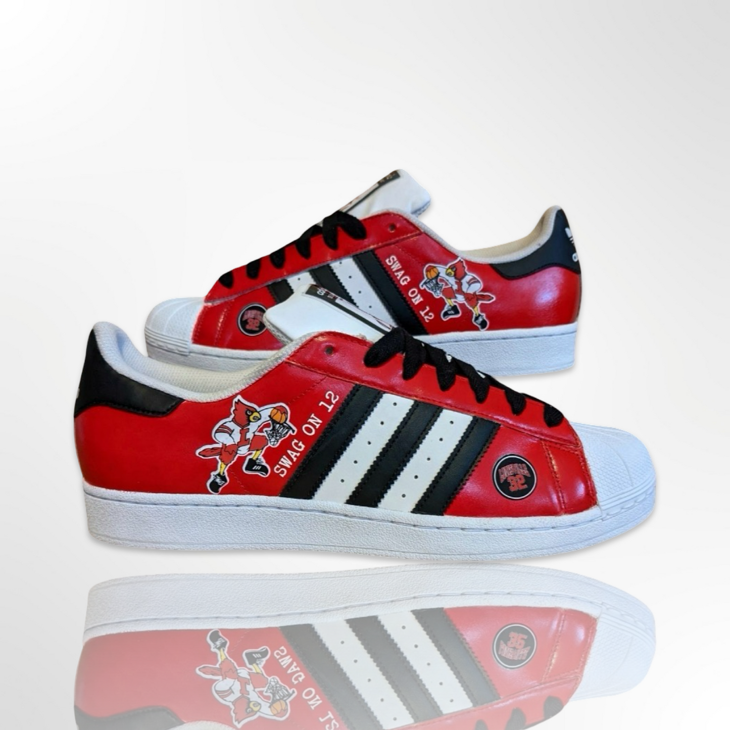 UofL University of Louisville DeJuan Wheat Custom Shoes - Adidas Superstar - FREE SHIPPING