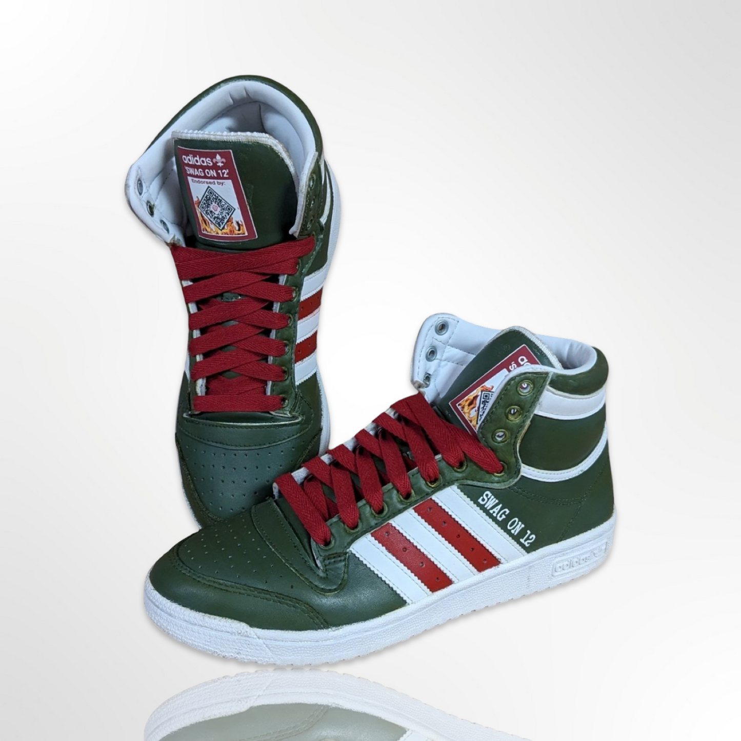 Green and Red Custom Shoes - Adidas Top Ten - FREE SHIPPING
