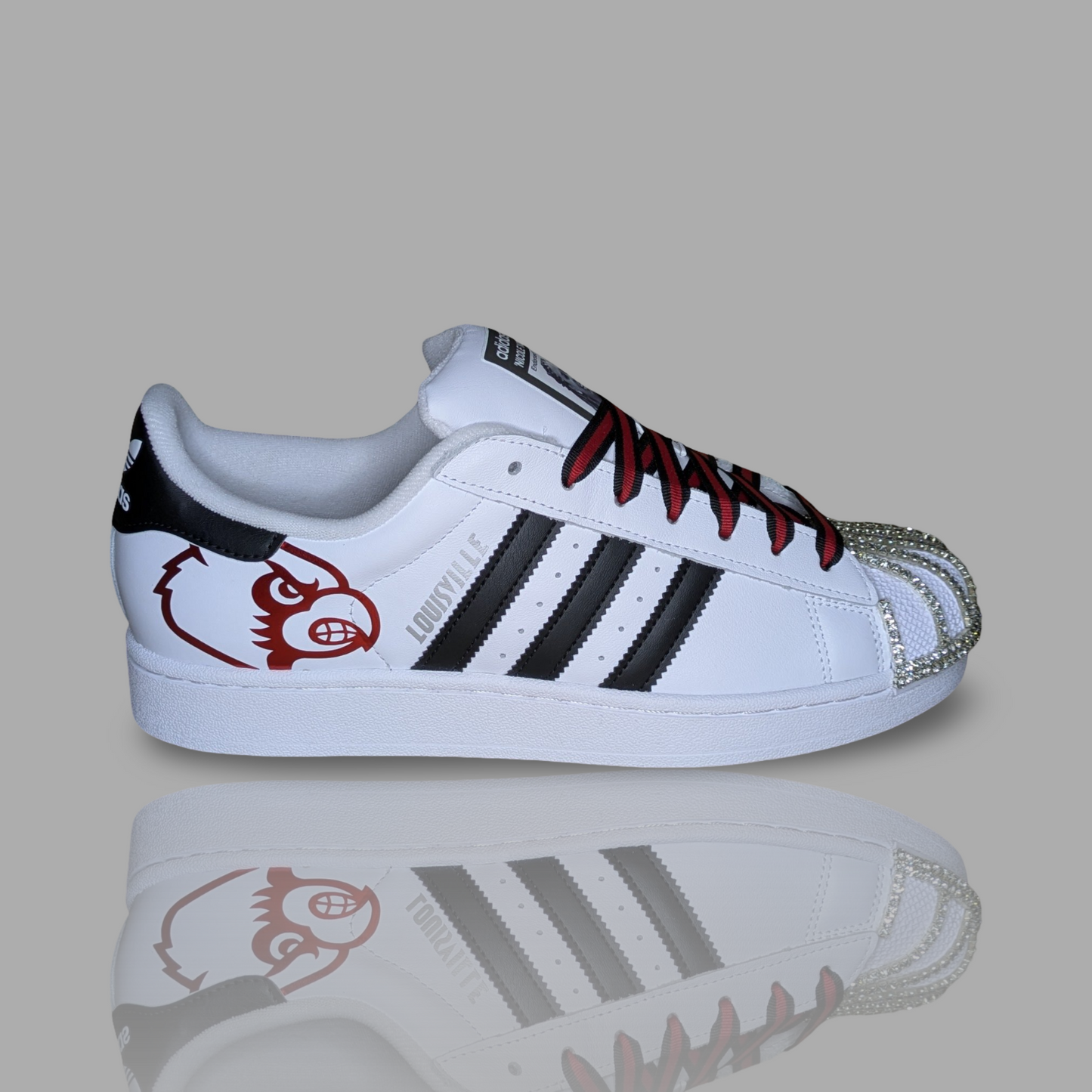 'Rhinestone Cardinal' Custom Shoes - Adidas Superstar - FREE SHIPPING