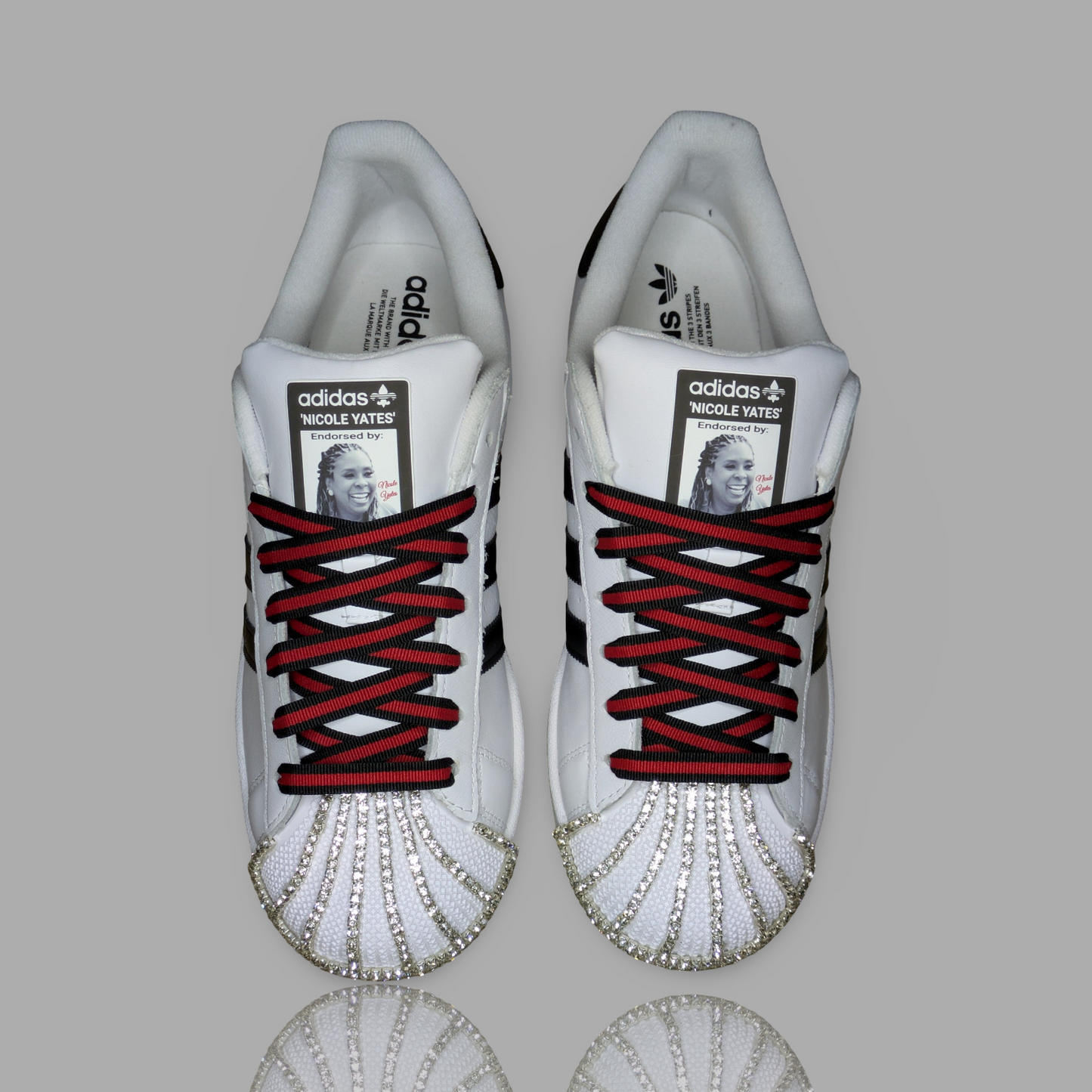 'Rhinestone Cardinal' Custom Shoes - Adidas Superstar - FREE SHIPPING