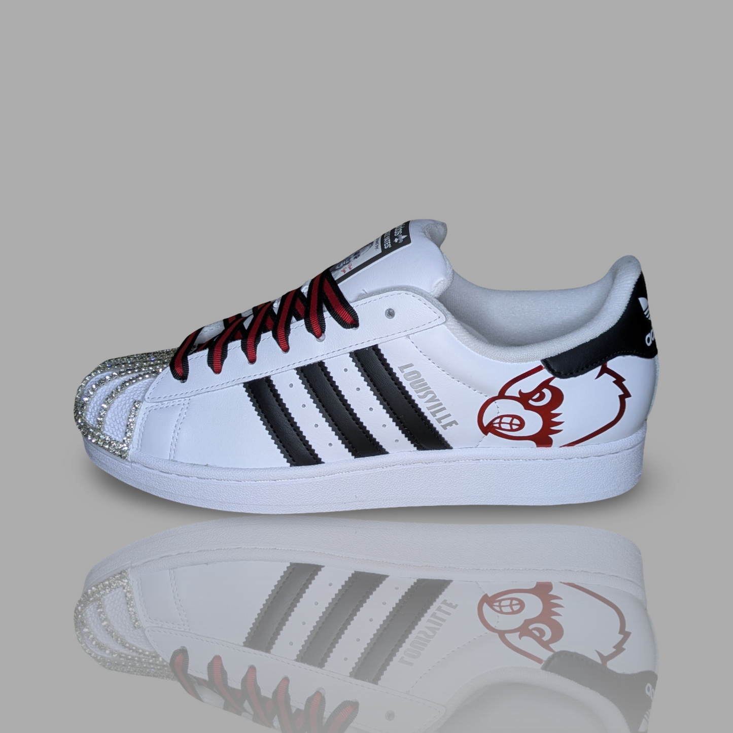 'Rhinestone Cardinal' Custom Shoes - Adidas Superstar - FREE SHIPPING