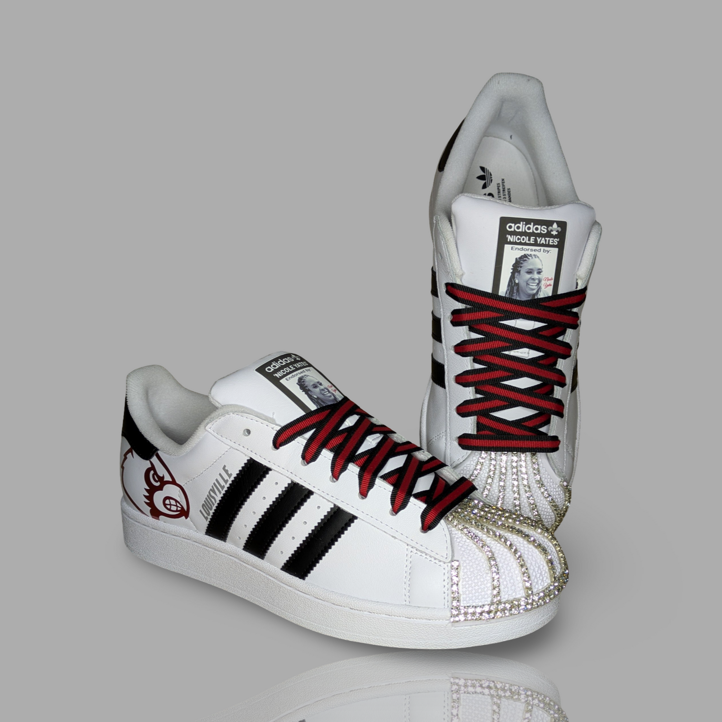 'Rhinestone Cardinal' Custom Shoes - Adidas Superstar - FREE SHIPPING