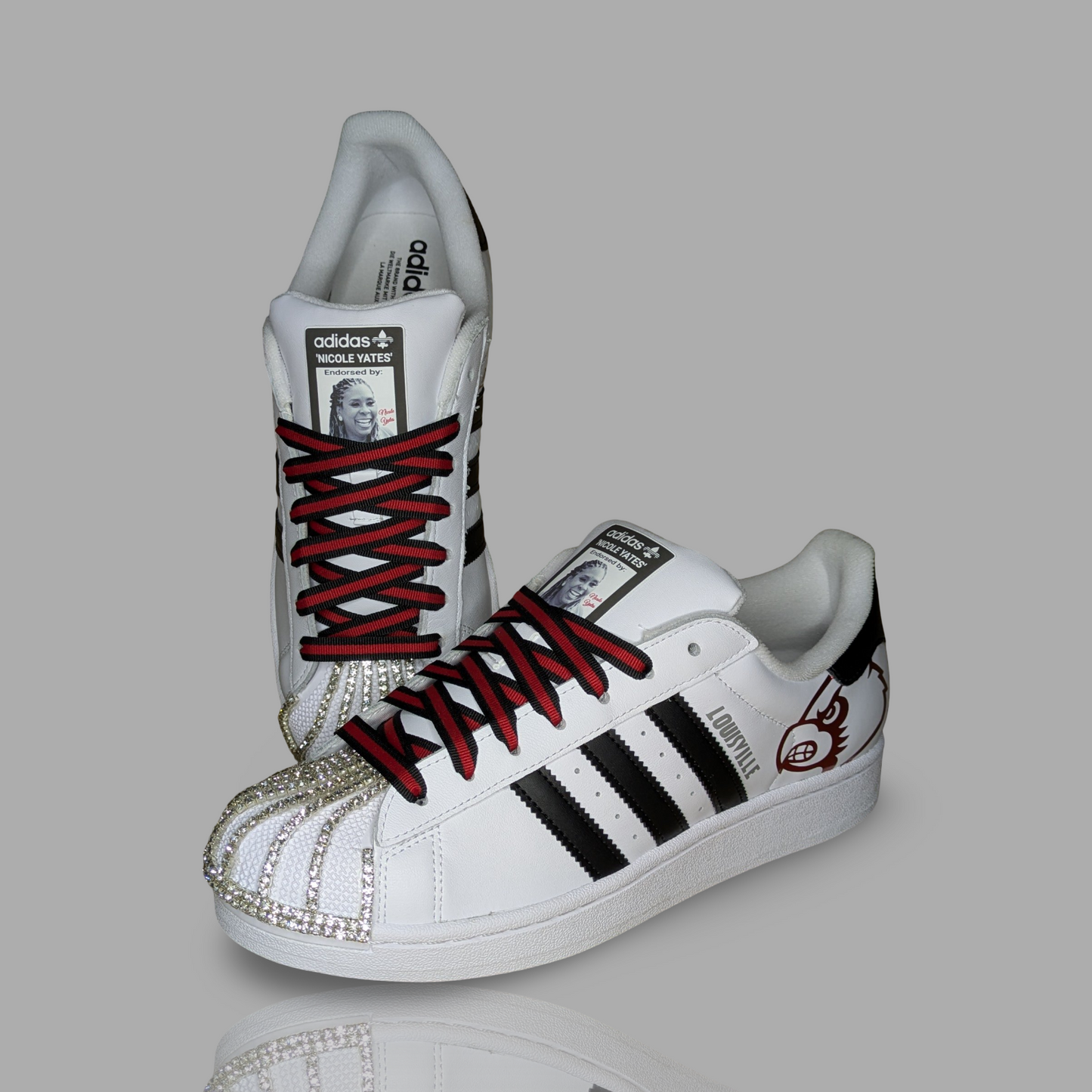 'Rhinestone Cardinal' Custom Shoes - Adidas Superstar - FREE SHIPPING