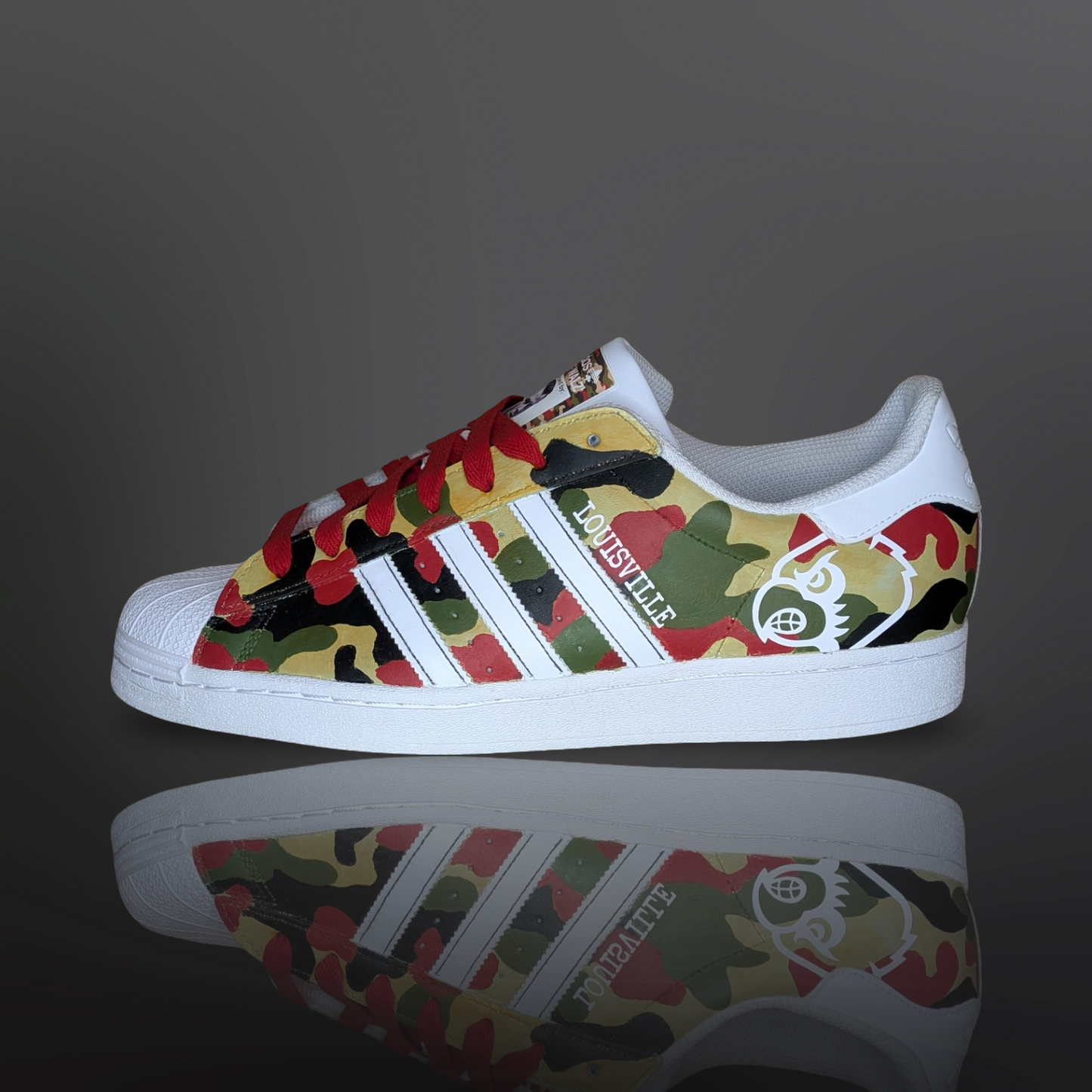 U of L ‘Camo Cards’ Custom Shoes - Adidas Superstar - FREE SHIPPING