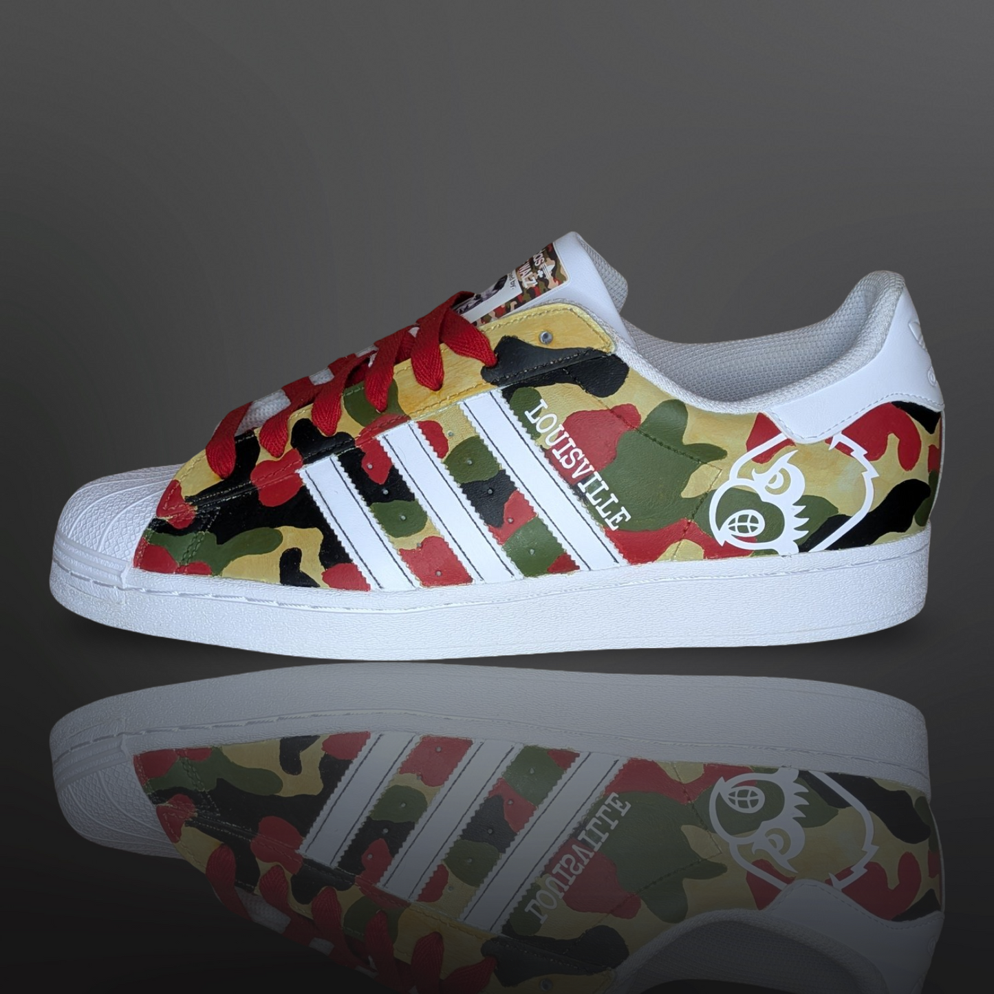 U of L ‘Camo Cards’ Custom Shoes - Adidas Superstar - FREE SHIPPING