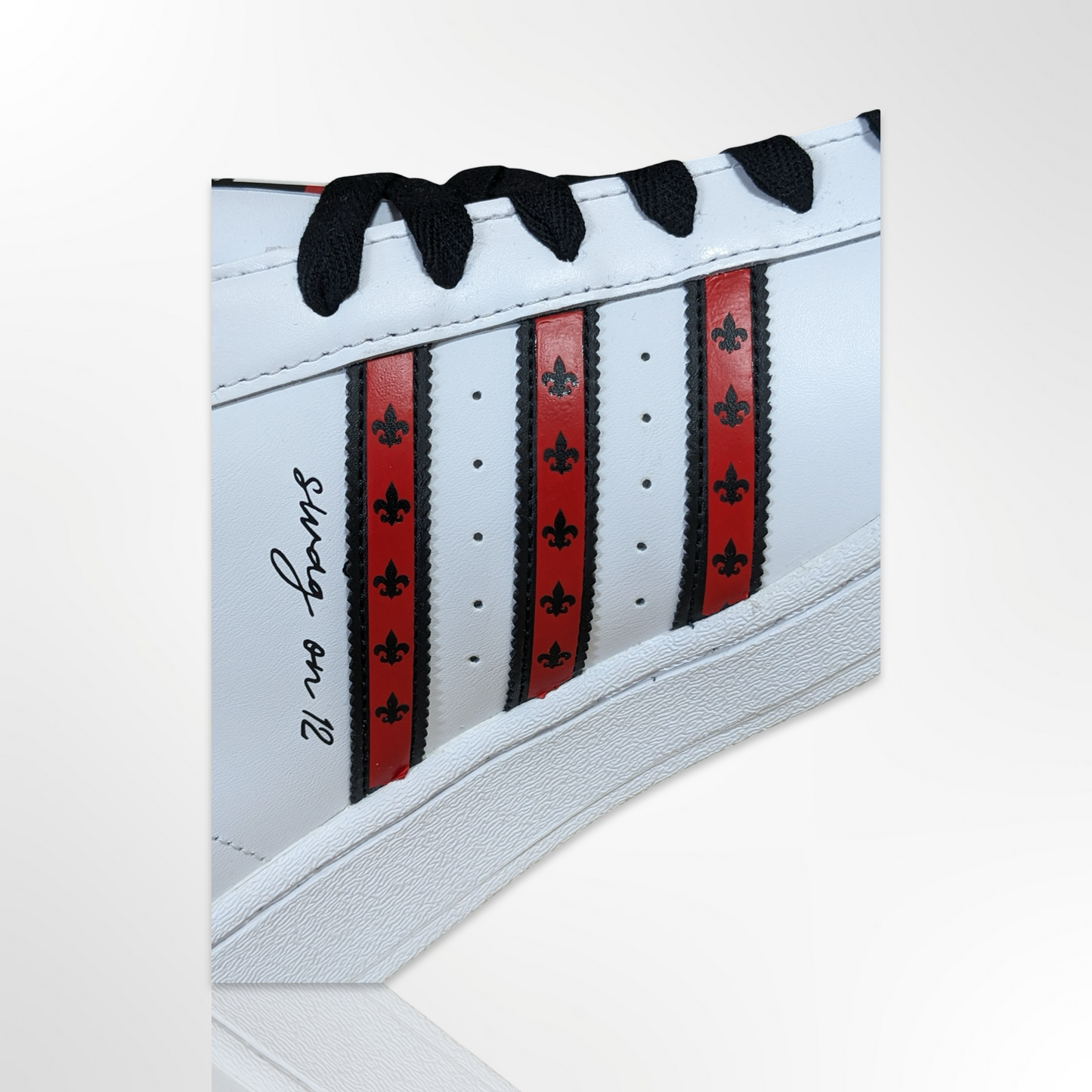 UofL University of Louisville White/Red/Black - "Louisville LOVE" Custom Shoes - Adidas Superstar - FREE SHIPPING