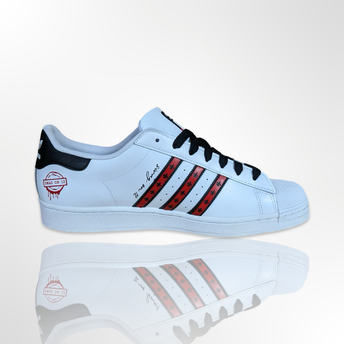 UofL University of Louisville White/Red/Black - "Louisville LOVE" Custom Shoes - Adidas Superstar - FREE SHIPPING