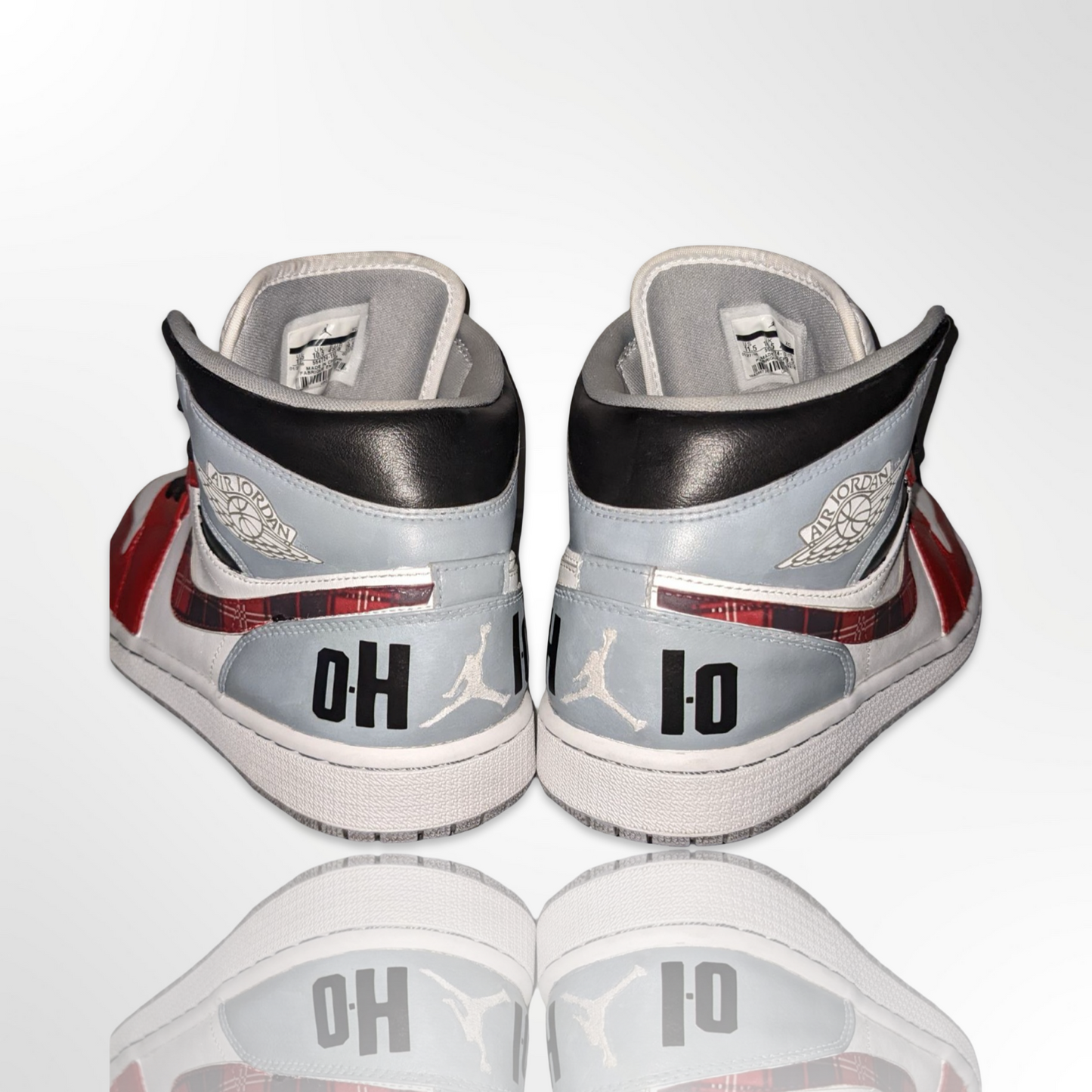 Ohio State University Red Plaid Custom Shoes - Air Jordan 1 Mid - FREE SHIPPING