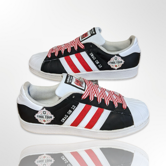 UofL University of Louisville '502 Family' Black/Red/White Custom Shoes - Superstar Shell Toe - FREE SHIPPING