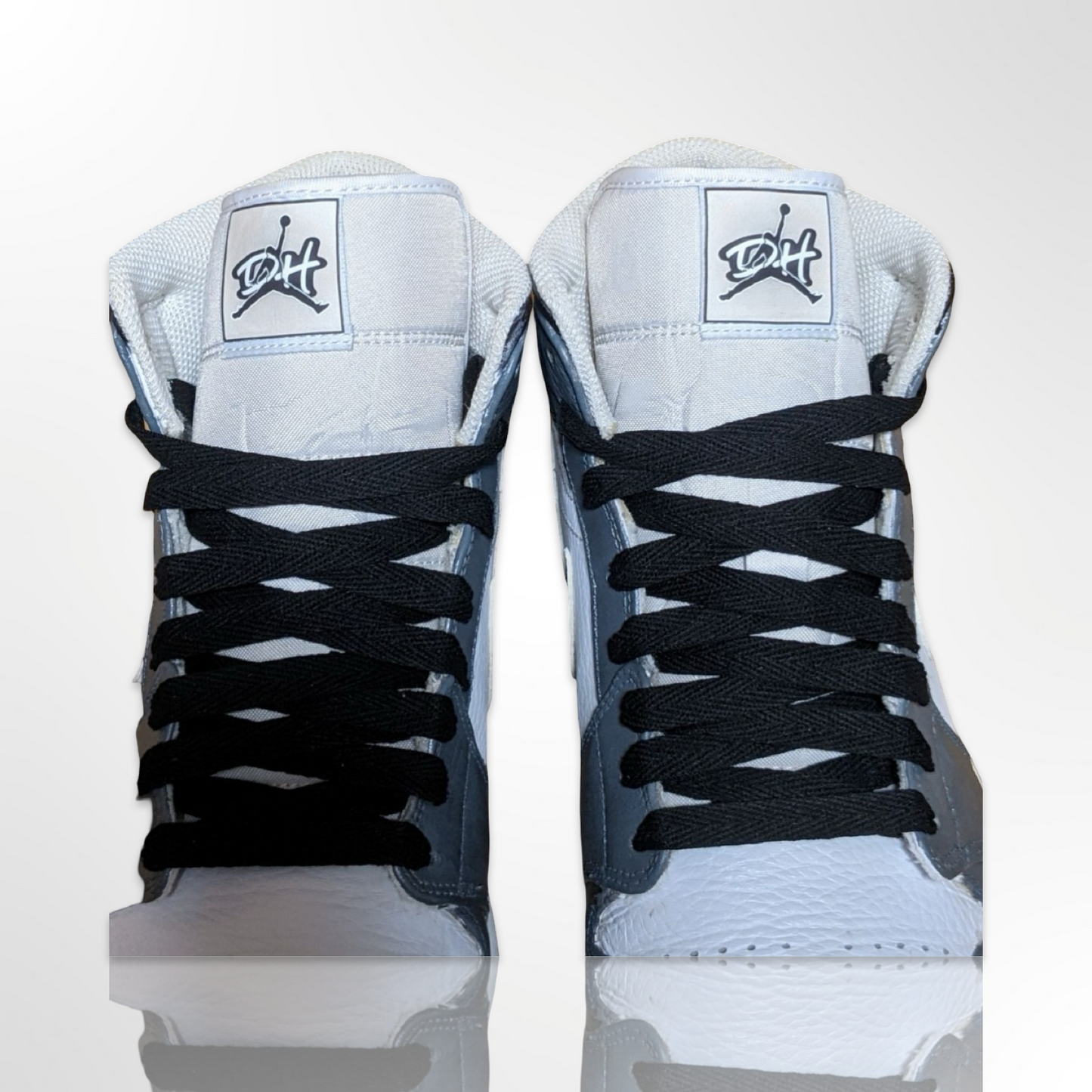 "Black Pewter" Custom Shoes - Air Jordan 1 Mid - FREE SHIPPING