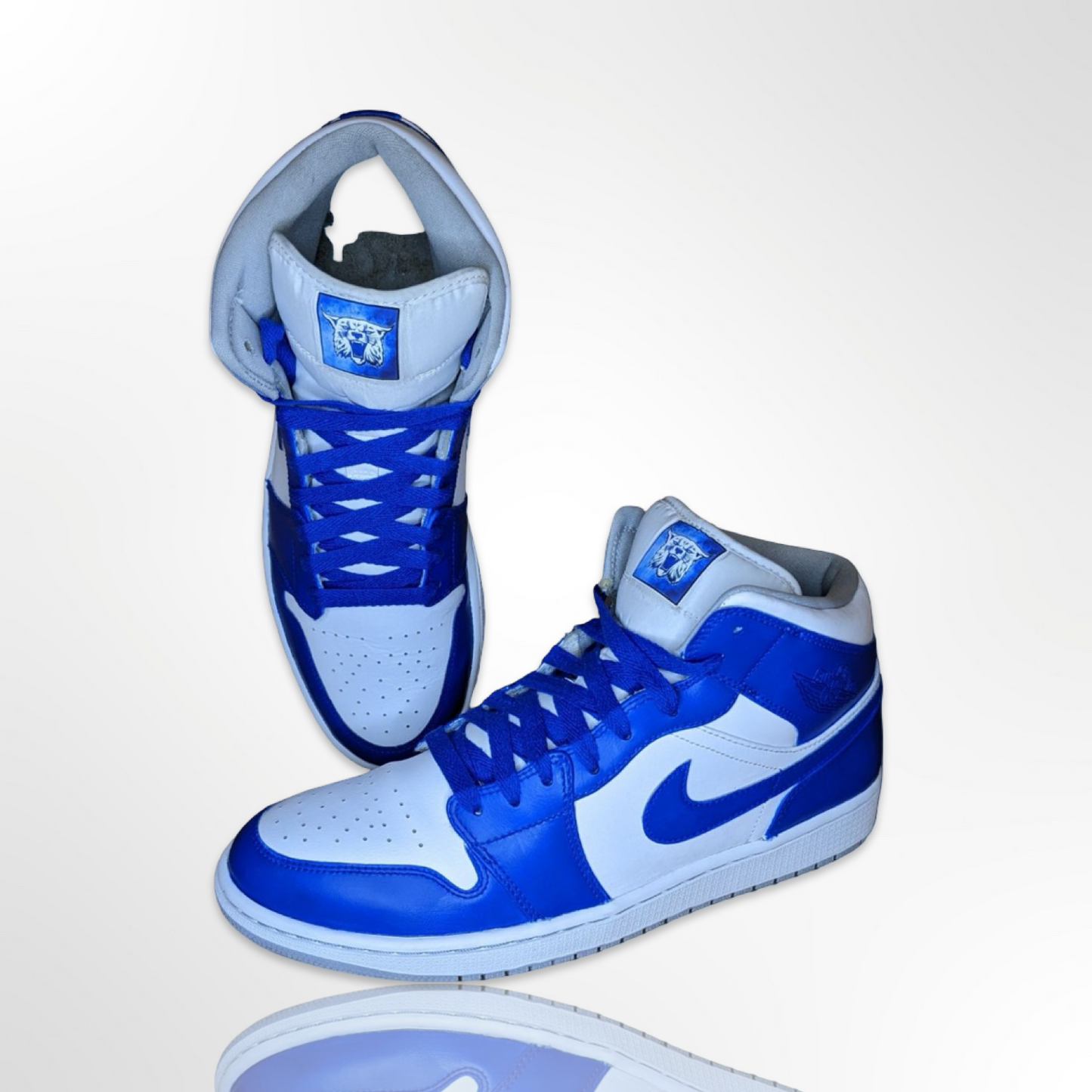 "UK" University of Kentucky Custom Shoes - Air Jordan 1 Mid - FREE SHIPPING