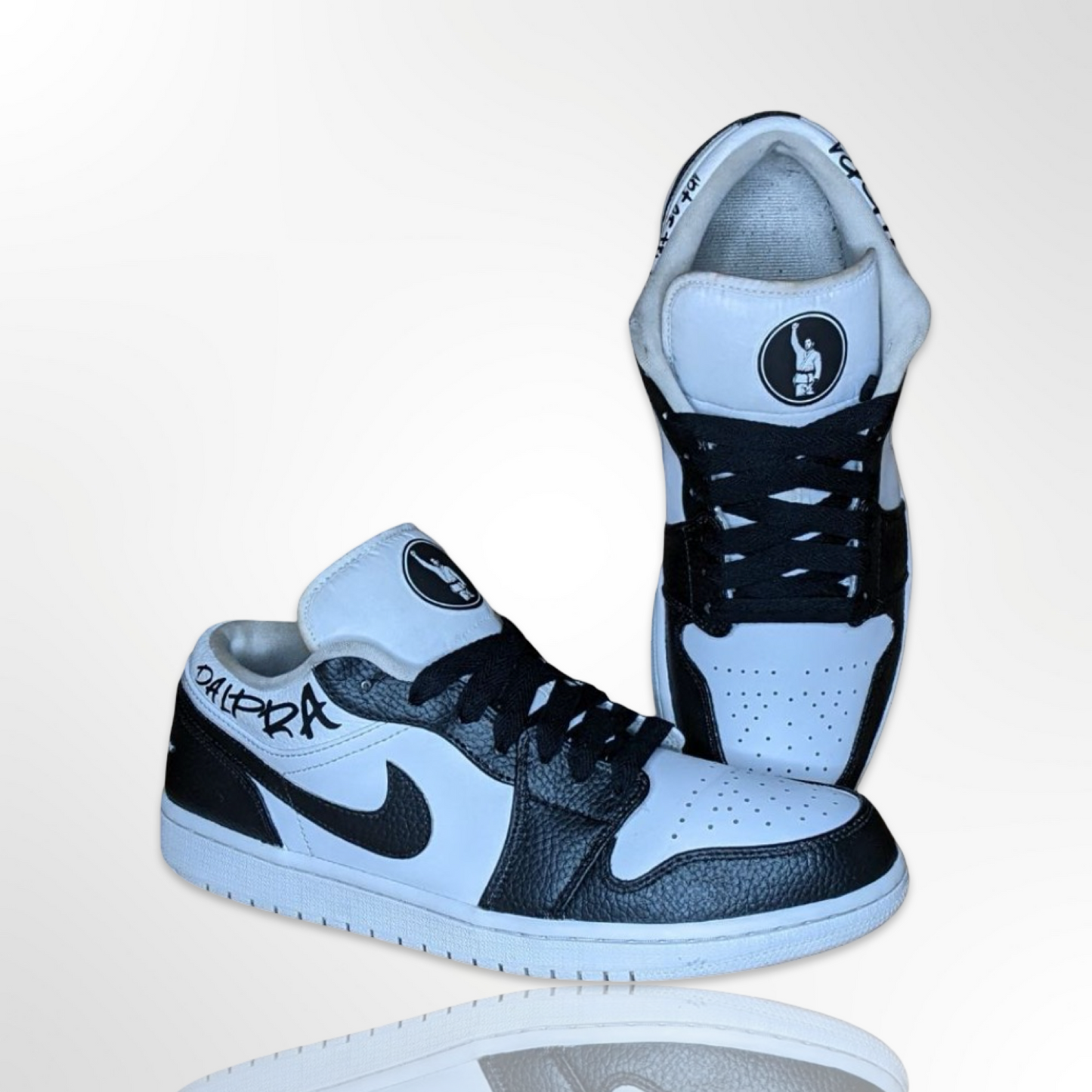 Tainan Dalpra Black/White Custom Shoes - AJ1 Low - FREE SHIPPING