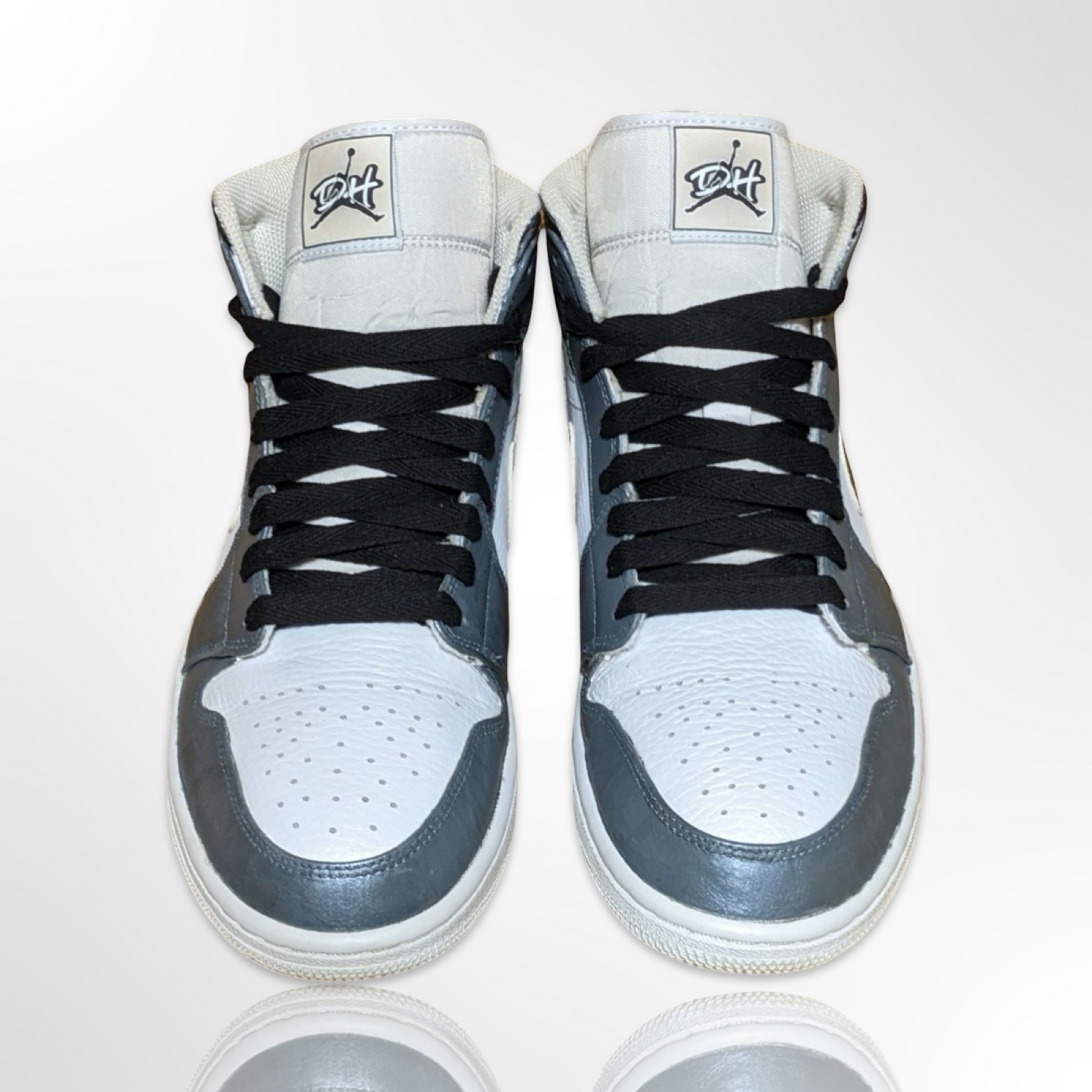 "Black Pewter" Custom Shoes - Air Jordan 1 Mid - FREE SHIPPING