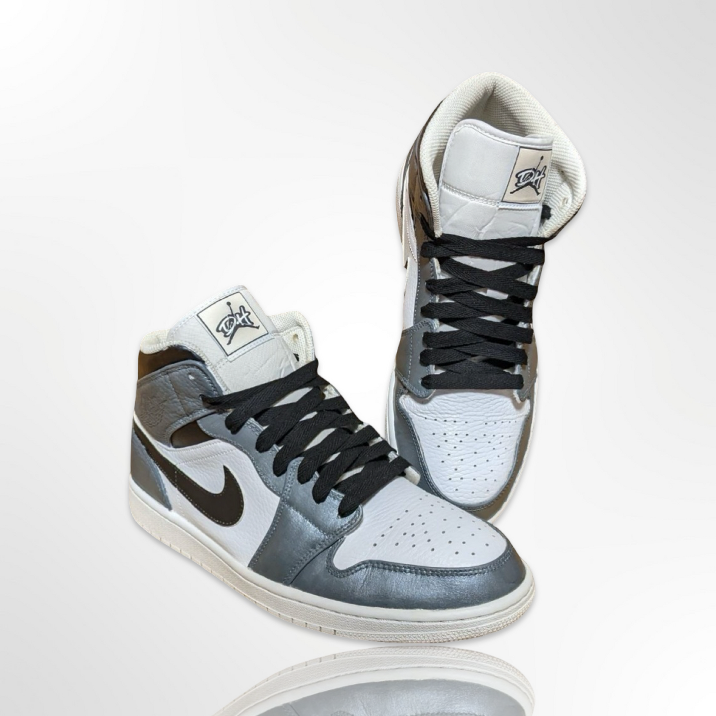 "Black Pewter" Custom Shoes - Air Jordan 1 Mid - FREE SHIPPING