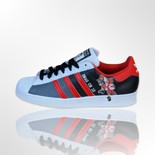 UofL University of Louisville Grey/Black Custom Shoes - Adidas Superstar - FREE SHIPPING