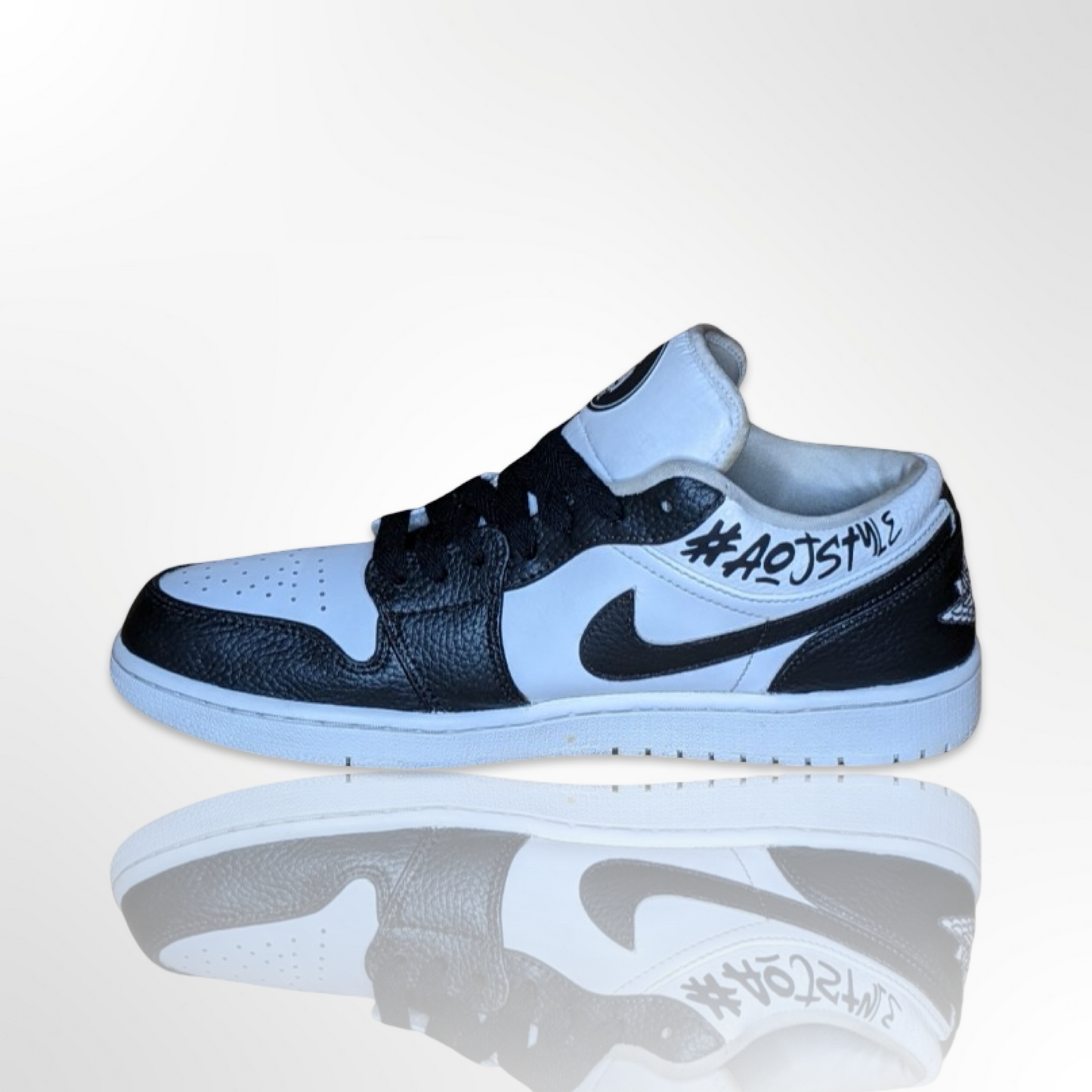 Tainan Dalpra Black/White Custom Shoes - AJ1 Low - FREE SHIPPING