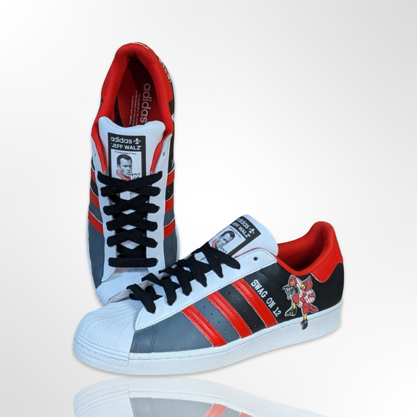 UofL University of Louisville Grey/Black Custom Shoes - Adidas Superstar - FREE SHIPPING