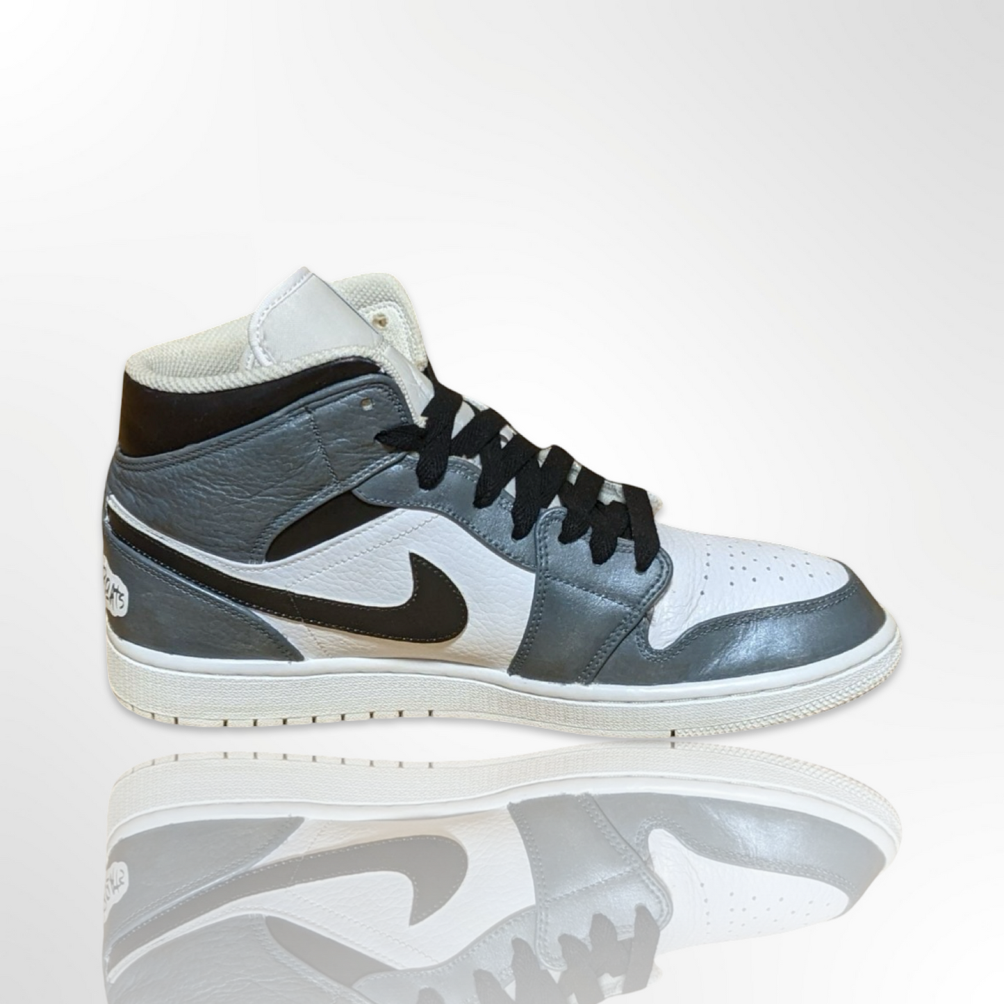"Black Pewter" Custom Shoes - Air Jordan 1 Mid - FREE SHIPPING