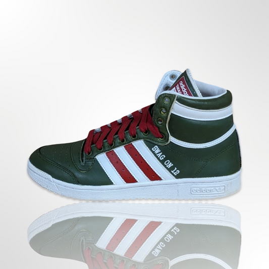 Green and Red Custom Shoes - Adidas Top Ten - FREE SHIPPING